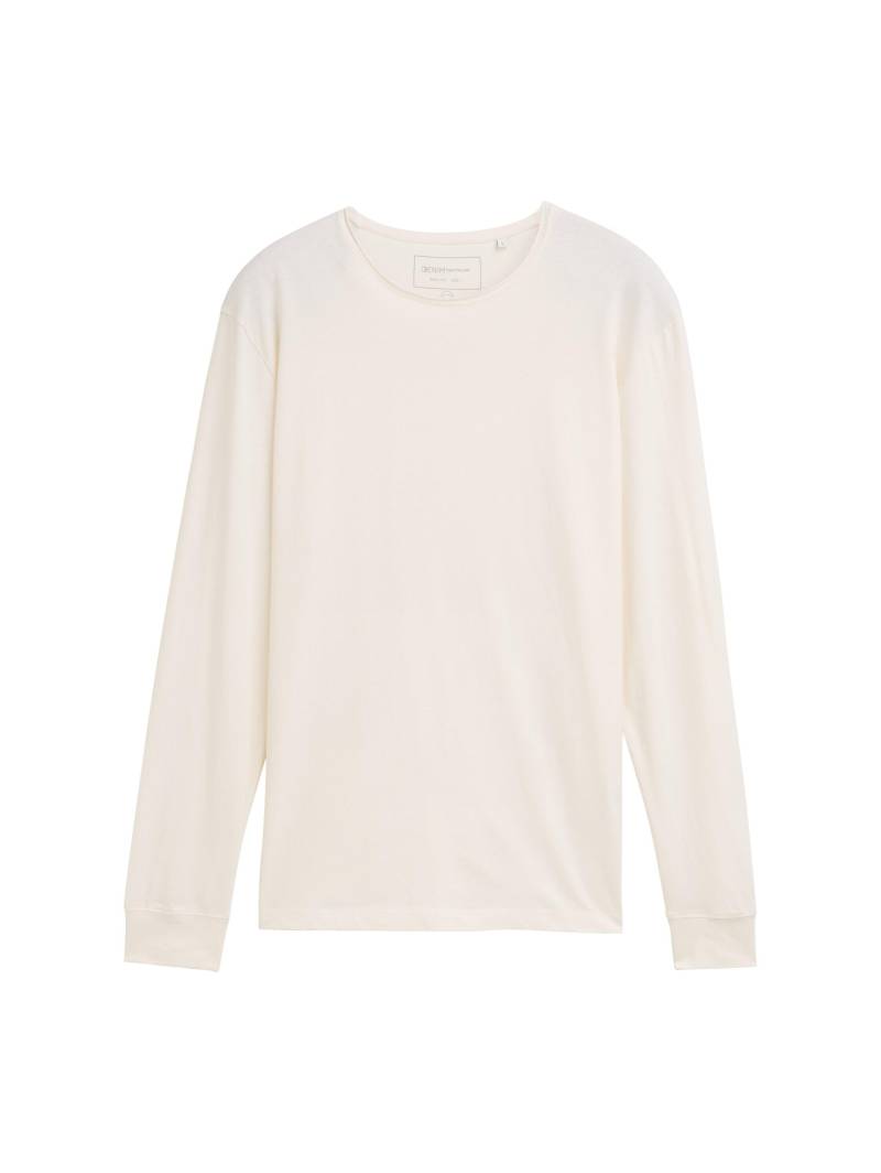 Denim Tom Tailor - Langarmshirt aus Baumwolle gardenia white - Gr. - L von Denim Tom Tailor