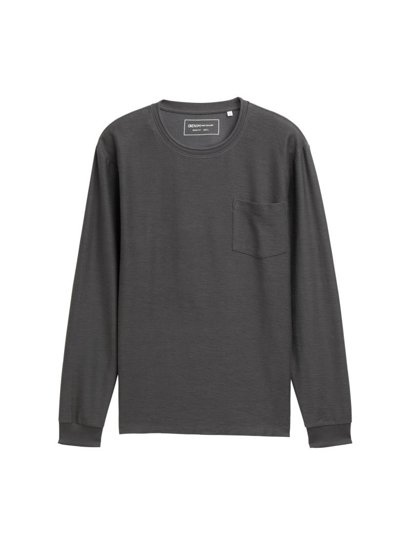 Denim Tom Tailor - Langarmshirt mit Brusttasche ash grey - Gr. - L von Denim Tom Tailor