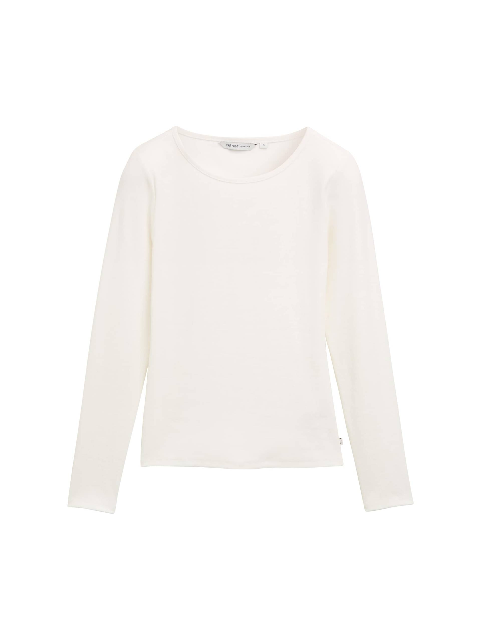 Denim Tom Tailor - Langarmshirt mit Glitzer-Effekt off white - Gr. - L von Denim Tom Tailor