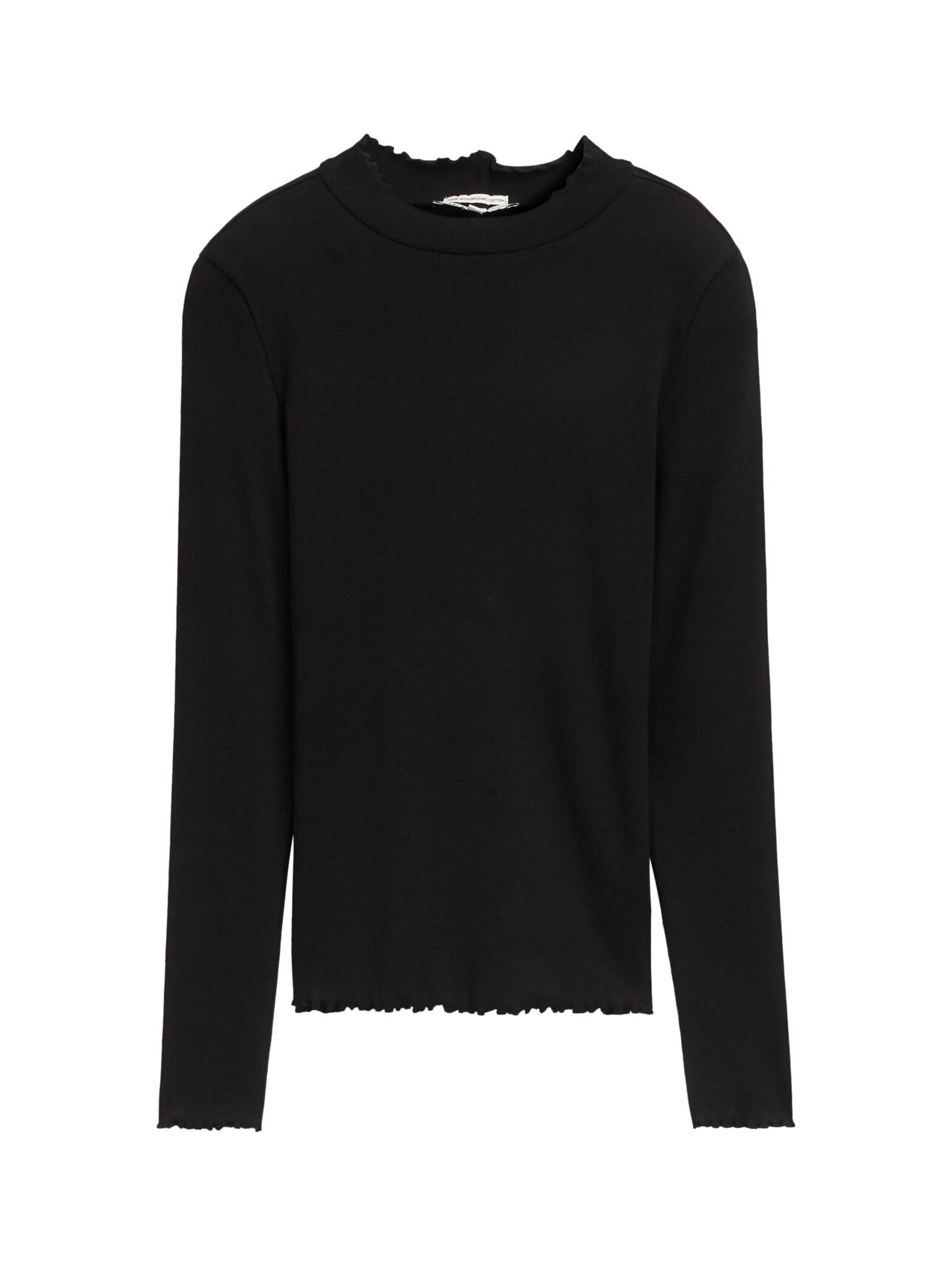 Denim Tom Tailor - Langarmshirt mit Rippstruktur deep black - Gr. - XS von Denim Tom Tailor