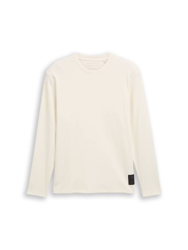 Denim Tom Tailor - Langarmshirt mit Rippstruktur wool white - Gr. - XL von Denim Tom Tailor