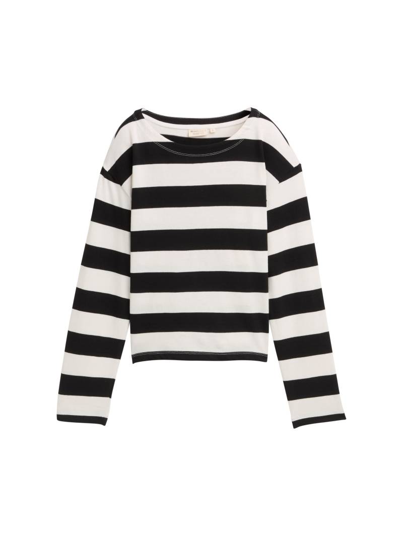 Denim Tom Tailor - Langarmshirt mit Streifenmuster black white stripe - Gr. - L von Denim Tom Tailor