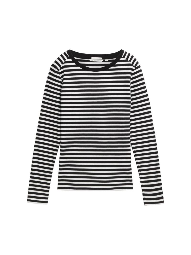 Denim Tom Tailor - Langarmshirt mit Streifenmuster black white stripe - Gr. - XS von Denim Tom Tailor
