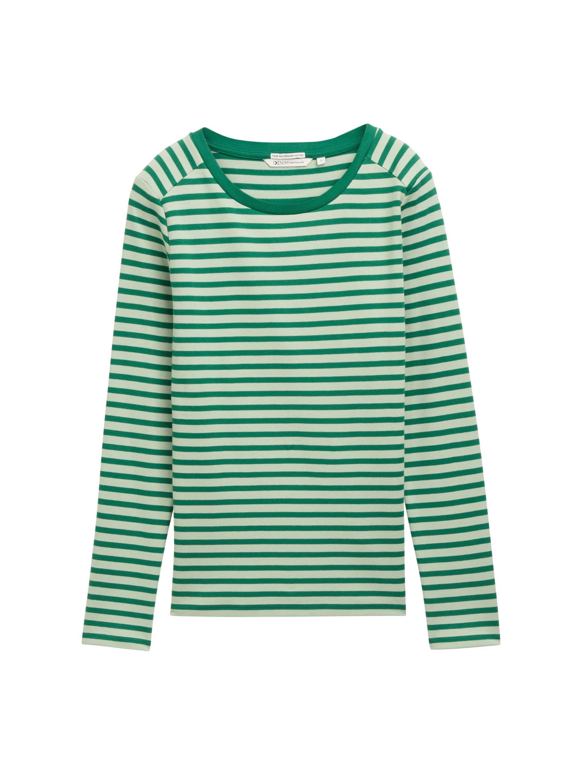 Denim Tom Tailor - Langarmshirt mit Streifenmuster tonal green stripe - Gr. - M von Denim Tom Tailor