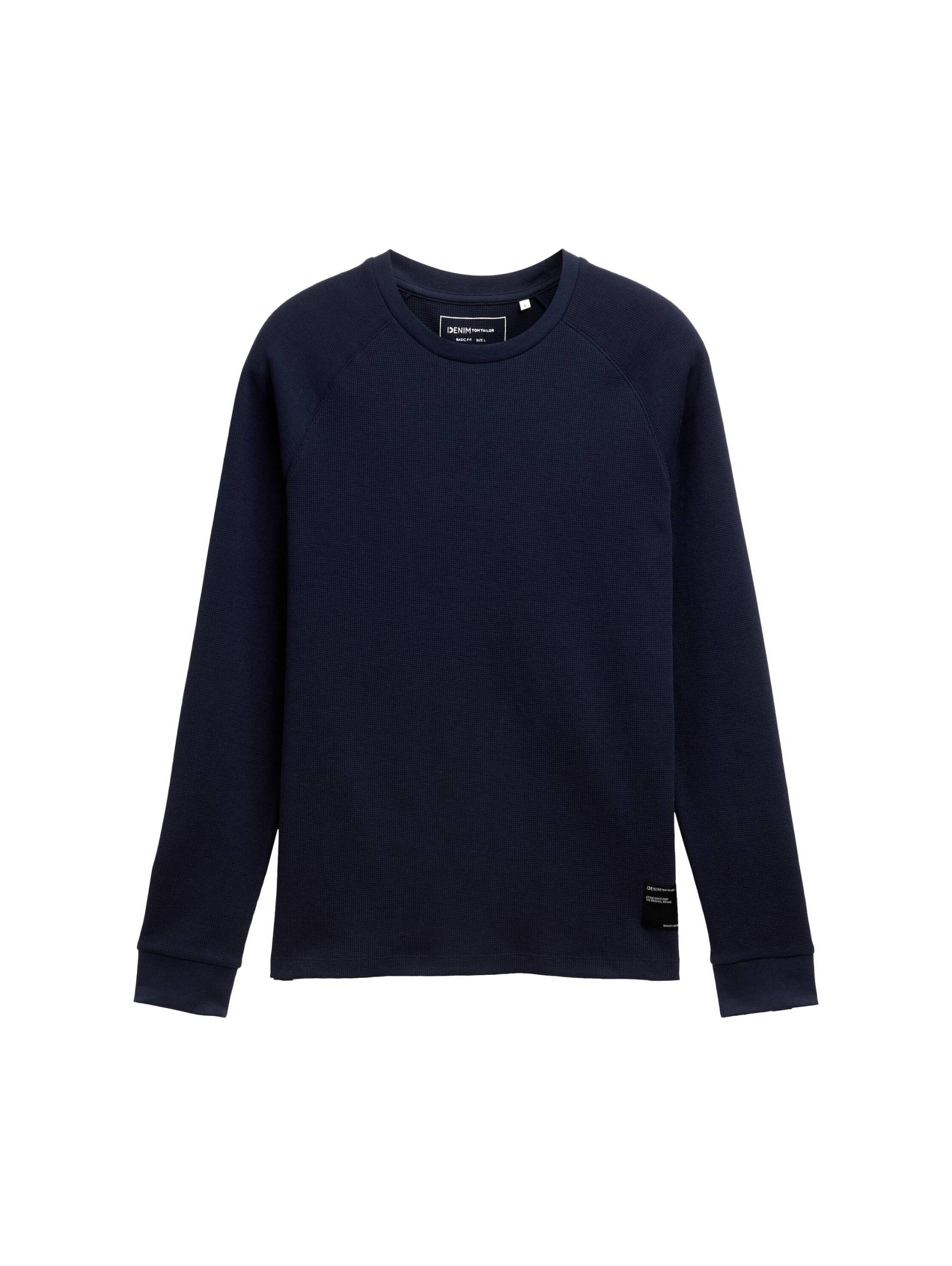 Denim Tom Tailor - Langarmshirt mit Waffelstruktur sky captain blue - Gr. - M von Denim Tom Tailor