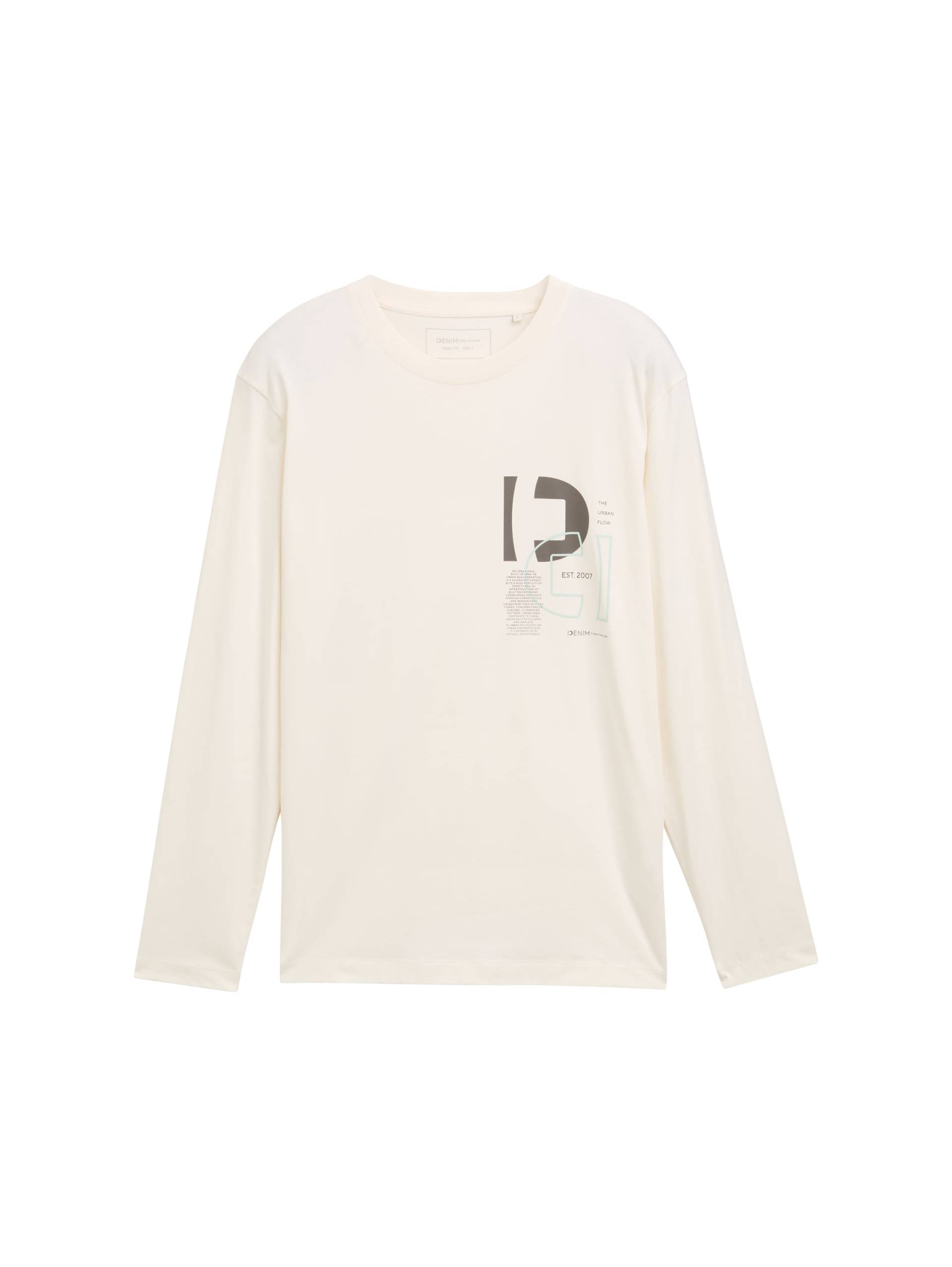 Denim Tom Tailor - Longsleeve mit Print wool white - Gr. - M von Denim Tom Tailor