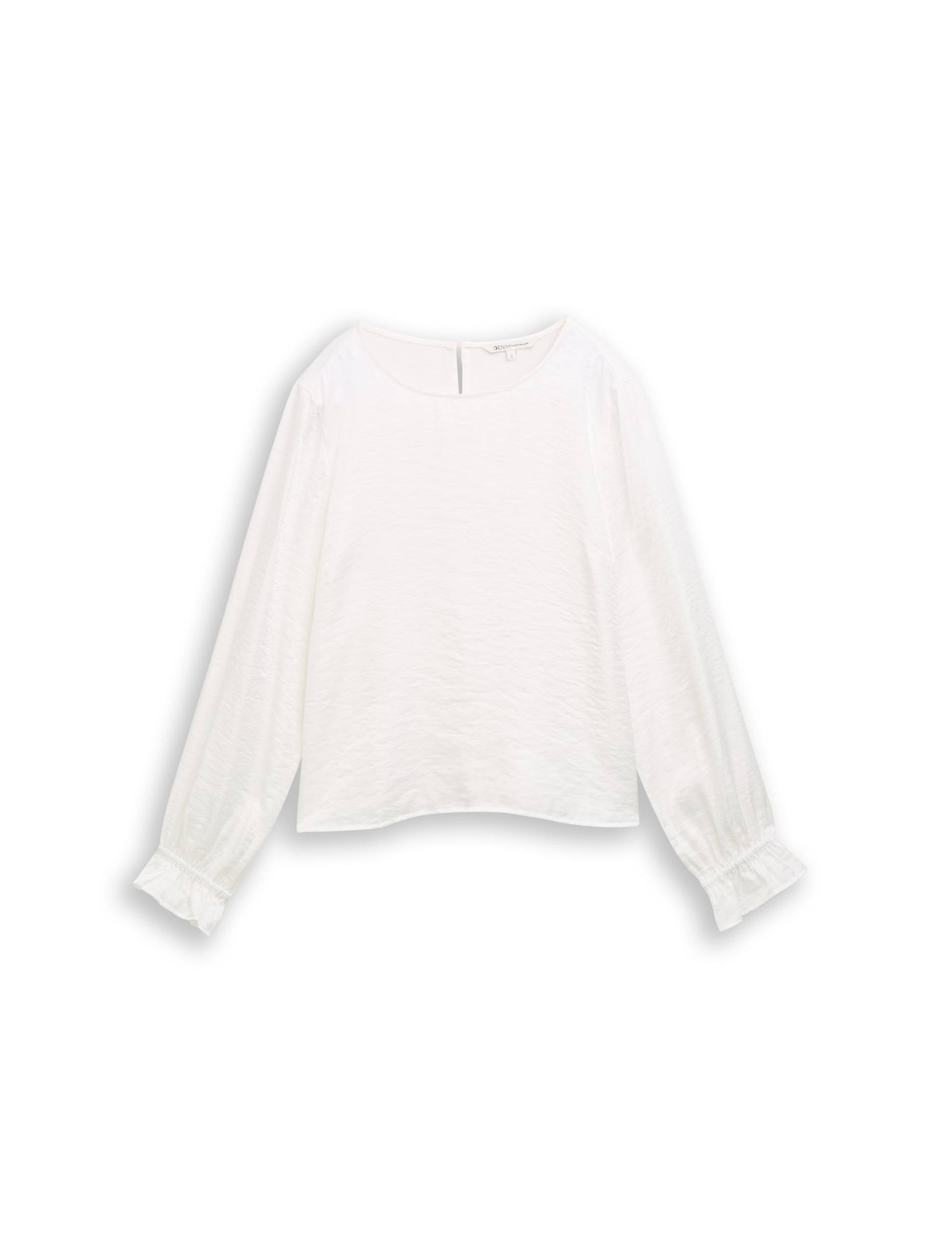 Denim Tom Tailor - Loose Fit Bluse in Satin-Optik off white - Gr. - XS von Denim Tom Tailor