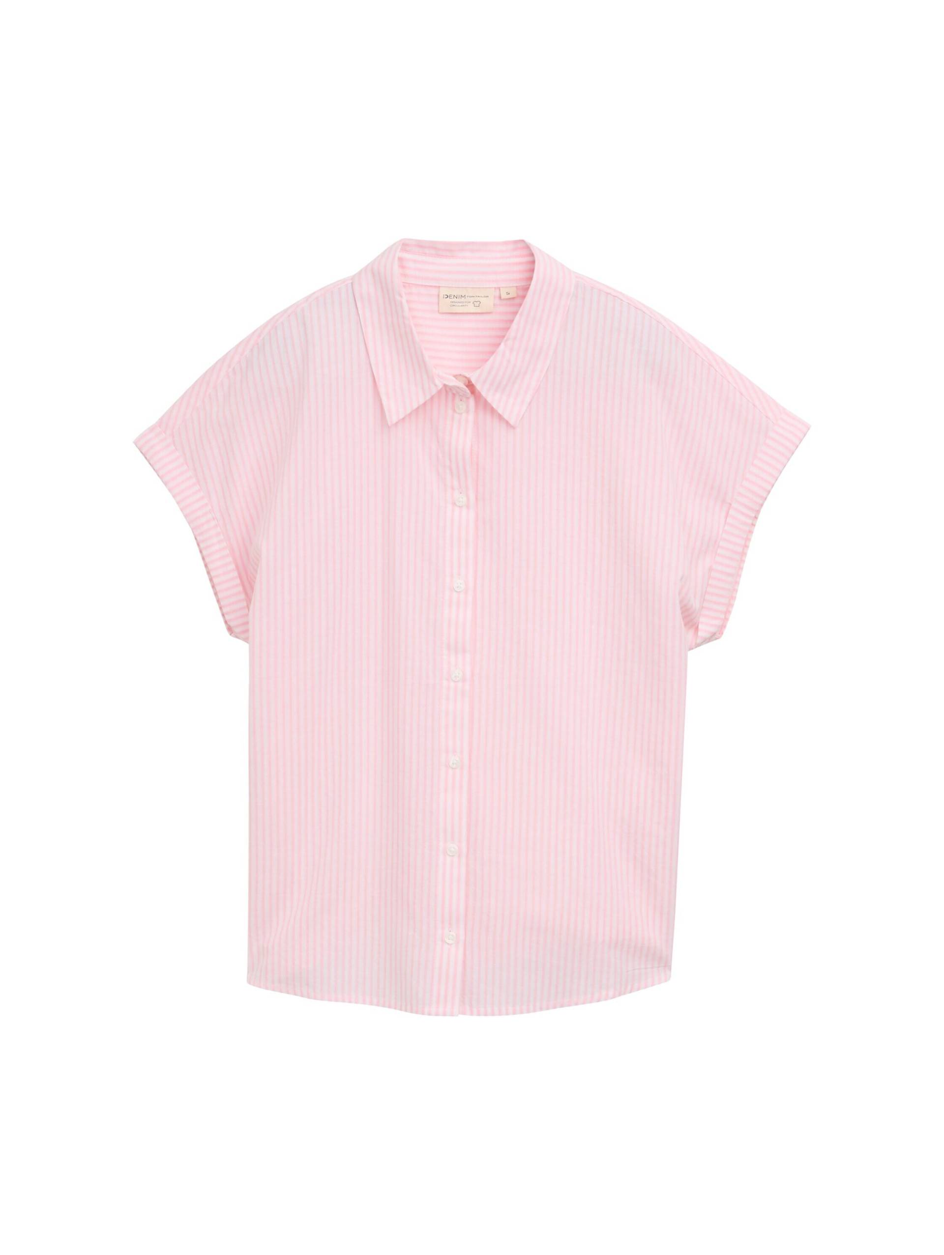 Denim Tom Tailor - Loose Fit Bluse mit Streifenmuster rose white vertical stripe - Gr. - XS von Denim Tom Tailor
