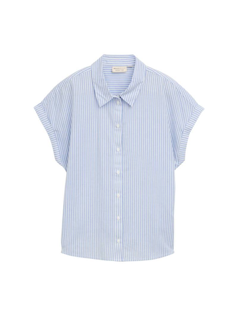 Denim Tom Tailor - Loose Fit Bluse mit Streifenmuster white blue vertical stripe - Gr. - S von Denim Tom Tailor