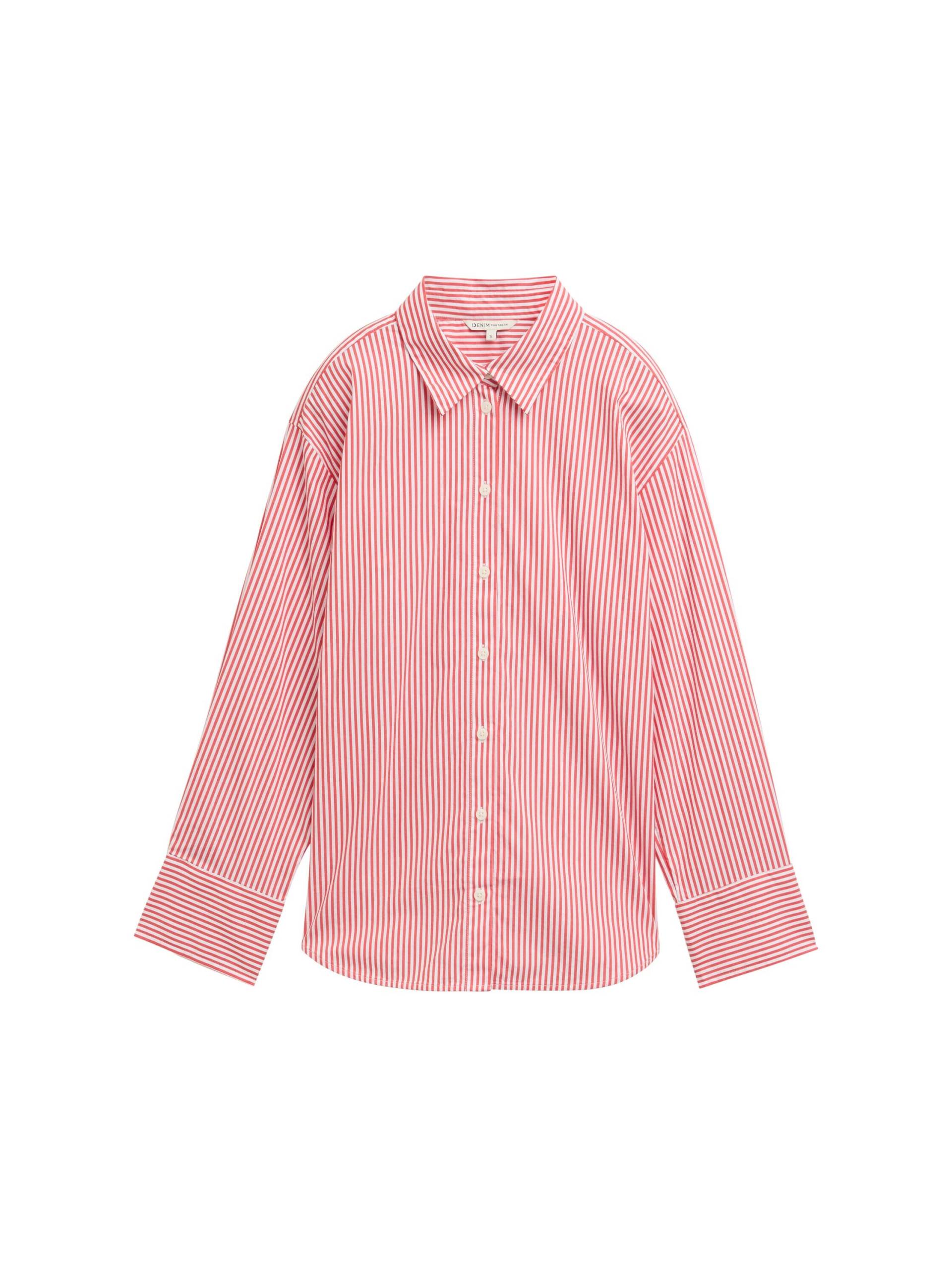Denim Tom Tailor - Loose Fit Hemd mit Streifen red white vertical stripe - Gr. - S von Denim Tom Tailor