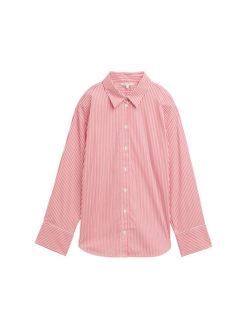 Denim Tom Tailor - Loose Fit Hemd mit Streifen red white vertical stripe - Gr. - S von Denim Tom Tailor