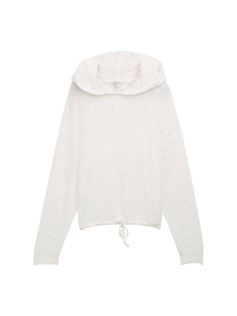 Denim Tom Tailor - Loose Fit Hoodie Sweatshirt mit Schleifen-Detail marble beige melange - Gr. - S von Denim Tom Tailor