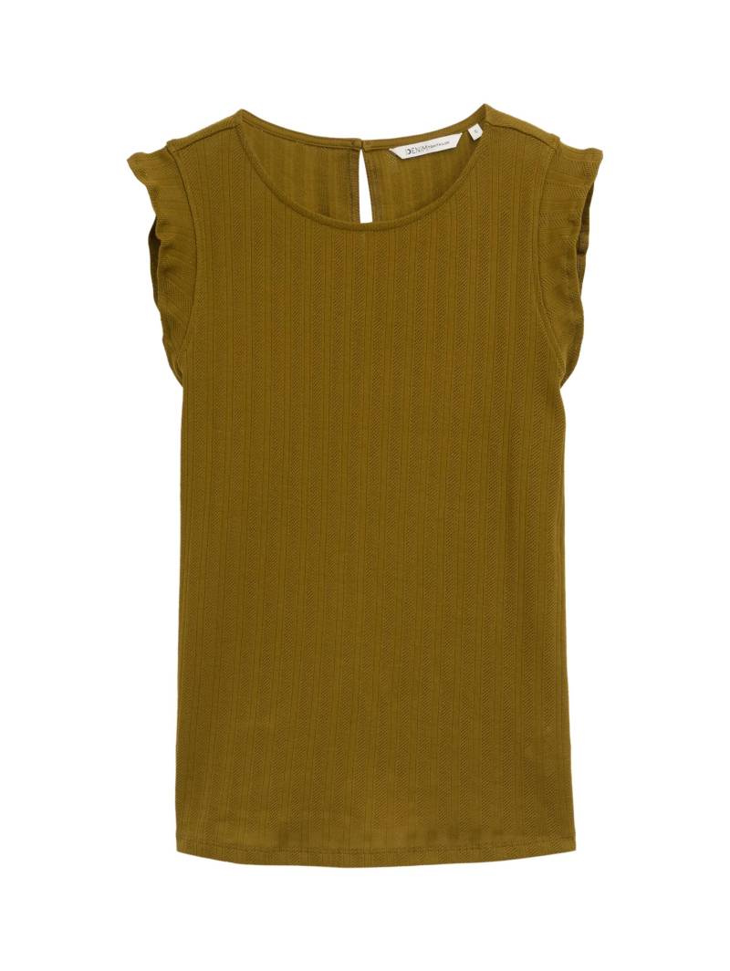 Denim Tom Tailor - Loose Fit Pointelle Top warm moss green - Gr. - S von Denim Tom Tailor