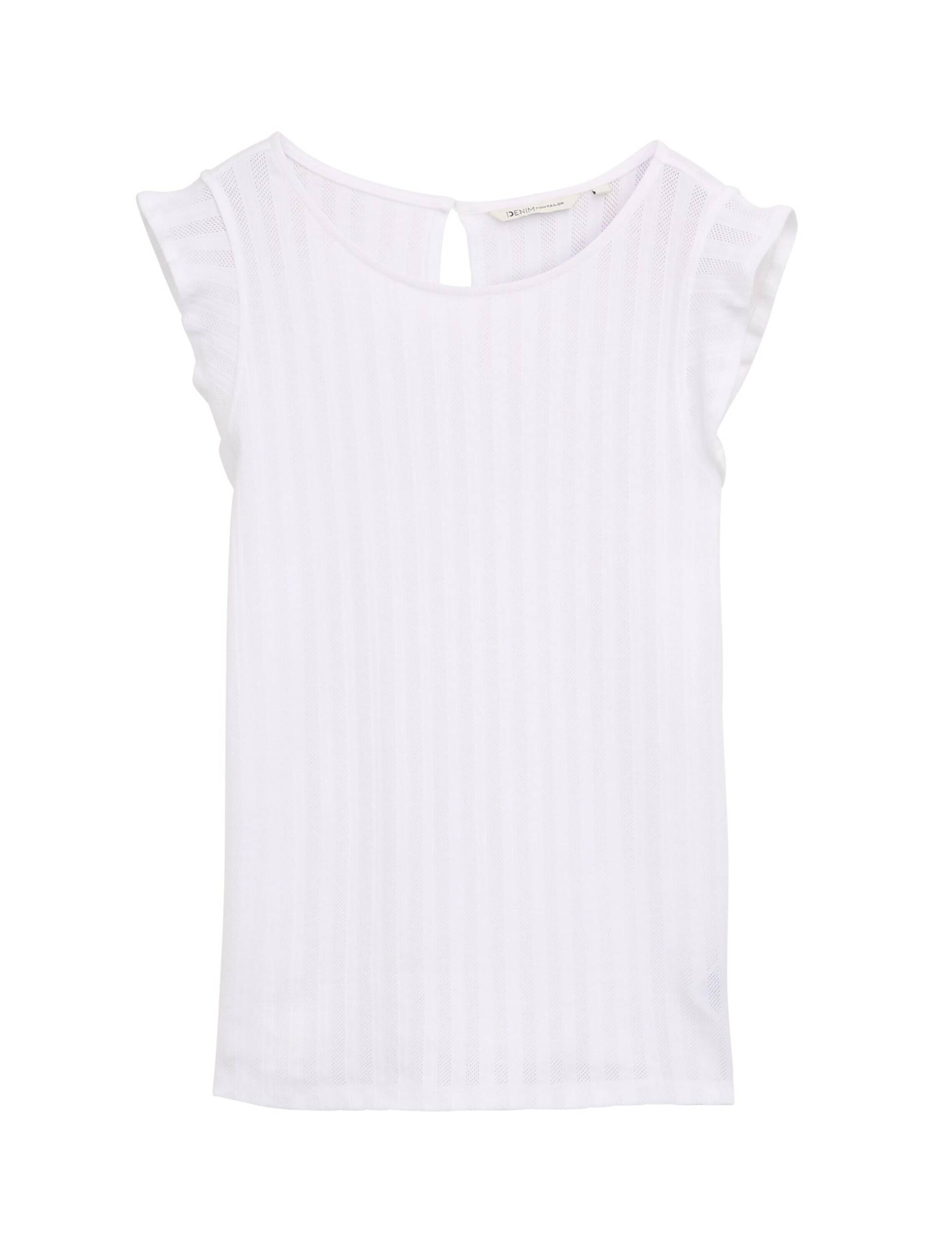 Denim Tom Tailor - Loose Fit Pointelle Top white - Gr. - S von Denim Tom Tailor