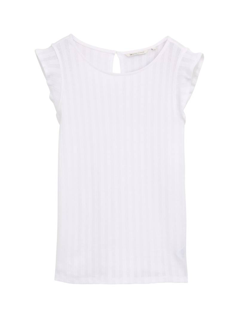 Denim Tom Tailor - Loose Fit Pointelle Top white - Gr. - S von Denim Tom Tailor