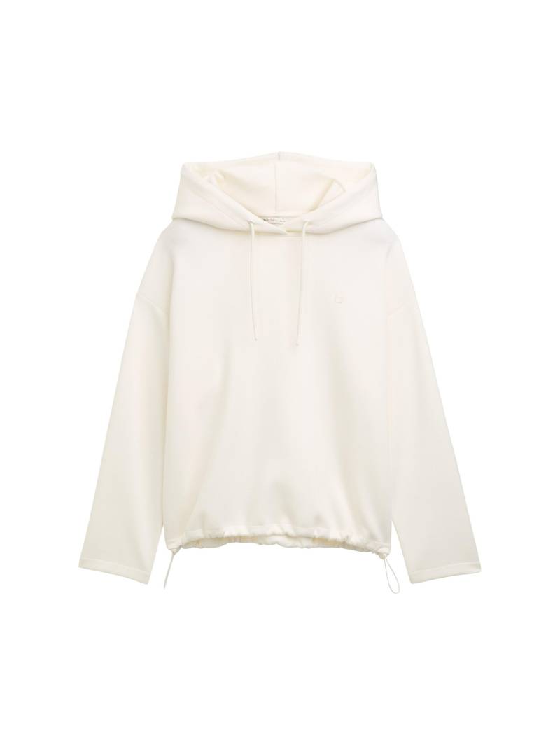 Denim Tom Tailor - Loose Fit Scuba Hoodie Sweatshirt off white - Gr. - M von Denim Tom Tailor