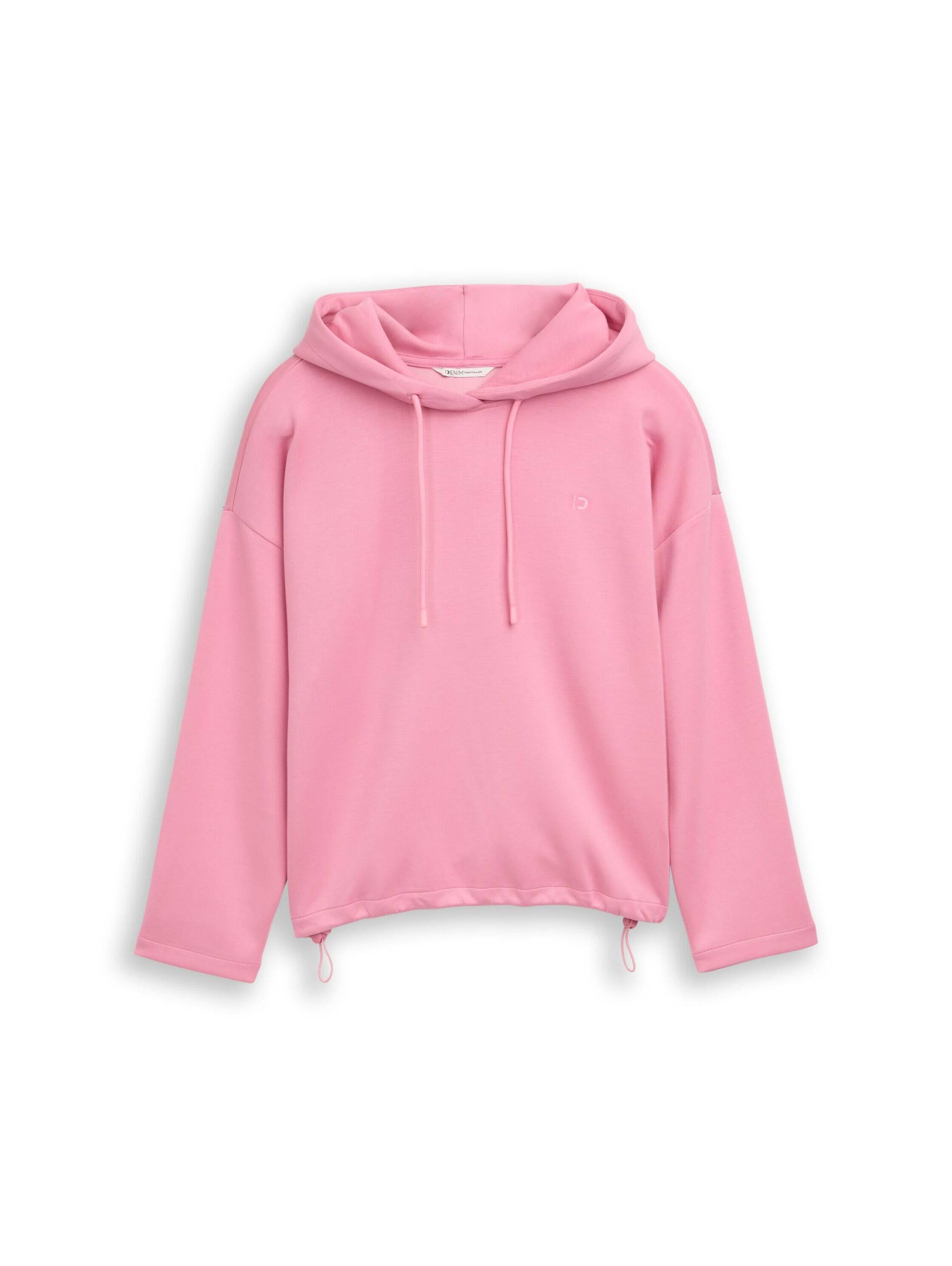 Denim Tom Tailor - Loose Fit Scuba Hoodie Sweatshirt soft blush rose - Gr. - L von Denim Tom Tailor