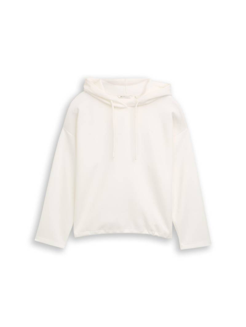 Denim Tom Tailor - Loose Fit Scuba Hoodie Sweatshirt whisper white - Gr. - L von Denim Tom Tailor