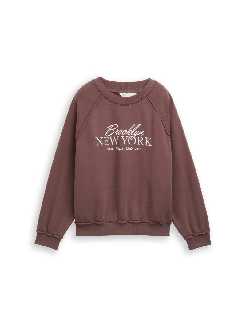 Denim Tom Tailor - Loose Fit Sweatshirt mit Print soft chocolate brown - Gr. - L von Denim Tom Tailor