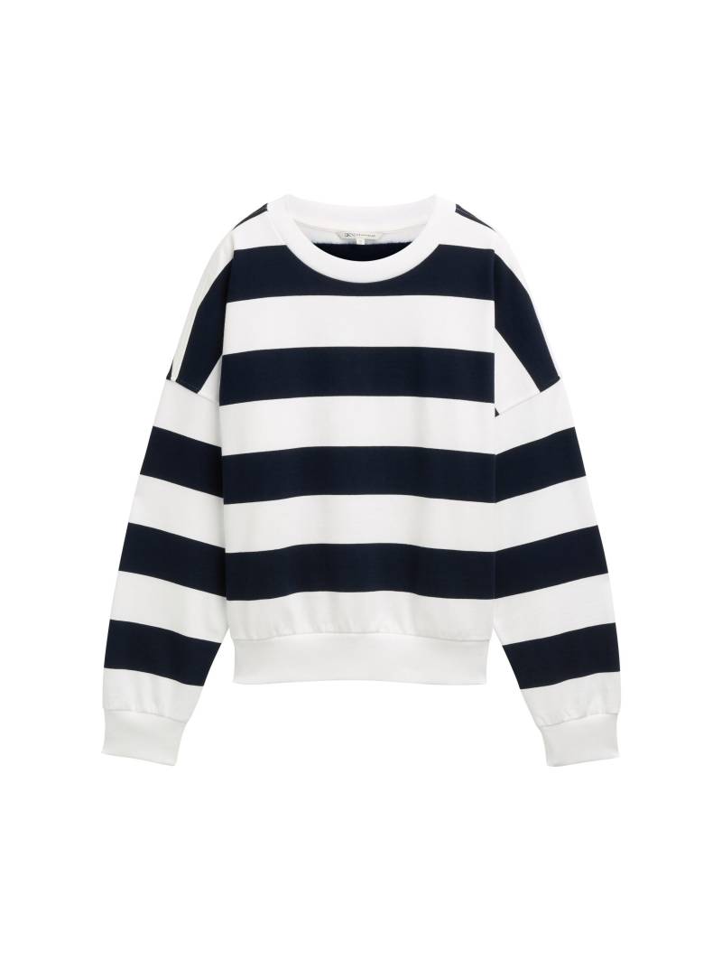 Denim Tom Tailor - Loose Fit Sweatshirt navy white block stripe - Gr. - L von Denim Tom Tailor