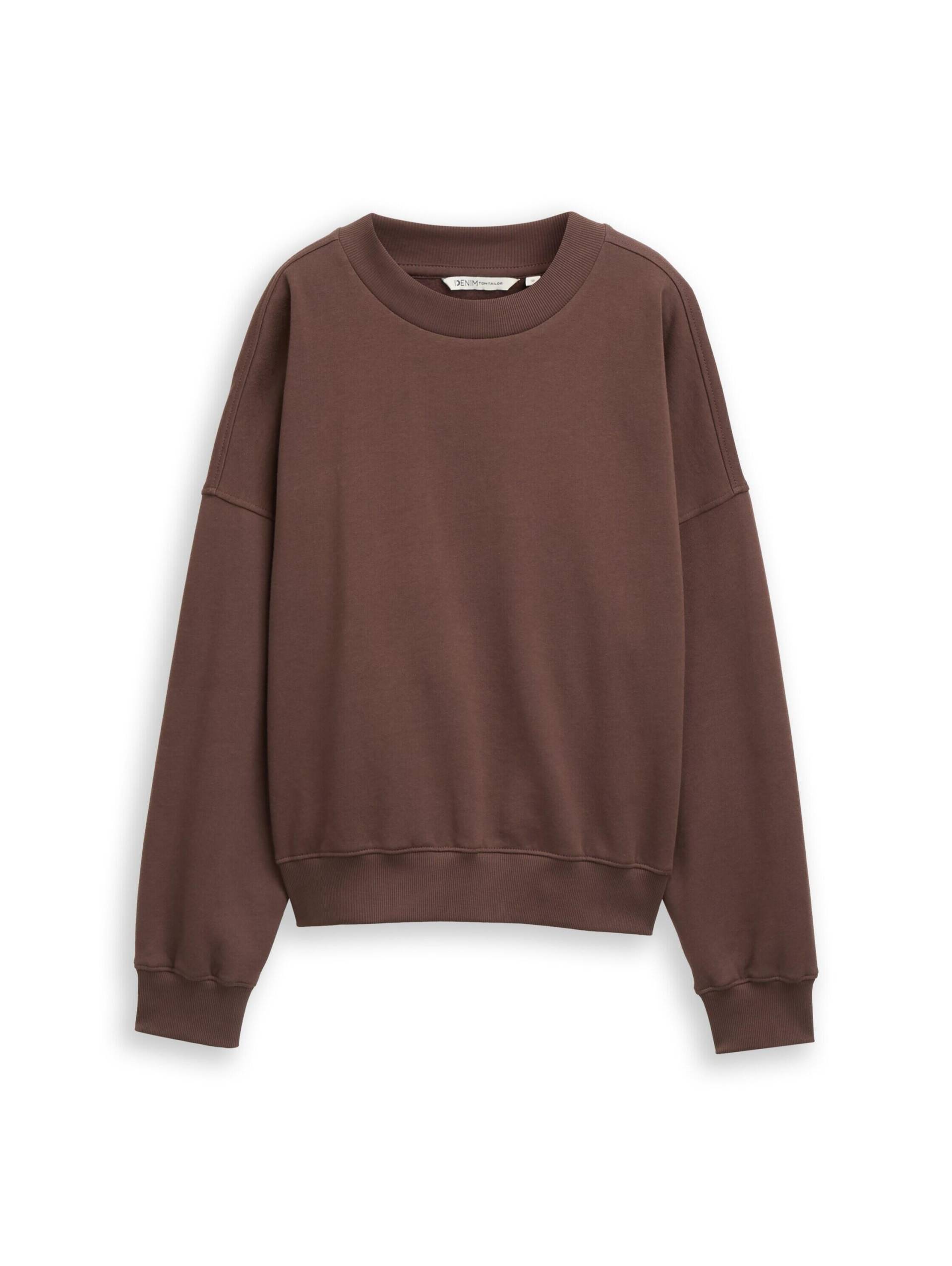 Denim Tom Tailor - Loose Fit Sweatshirt soft chocolate brown - Gr. - M von Denim Tom Tailor