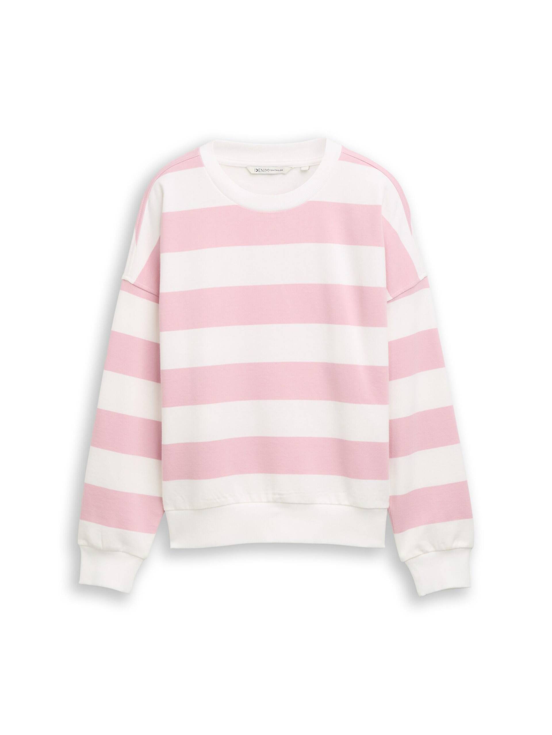 Denim Tom Tailor - Loose Fit Sweatshirt soft rose white stripe - Gr. - S von Denim Tom Tailor