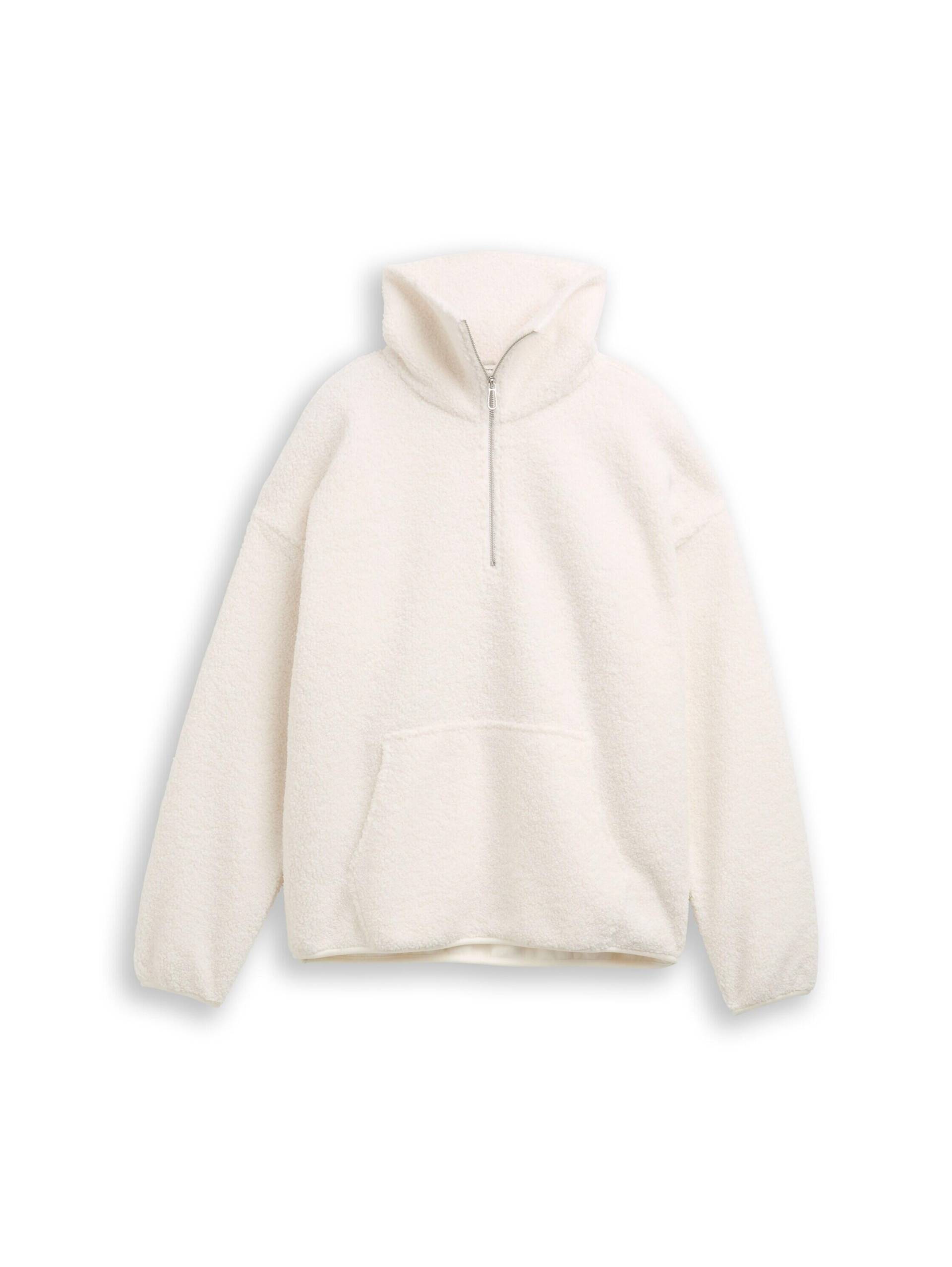 Denim Tom Tailor - Loose Fit Teddy Sweatshirt off white - Gr. - M von Denim Tom Tailor