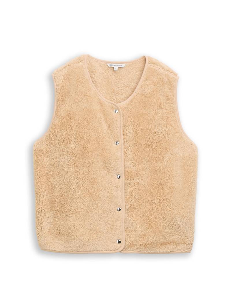 Denim Tom Tailor - Loose Fit Teddy Weste caramel beige - Gr. - M von Denim Tom Tailor