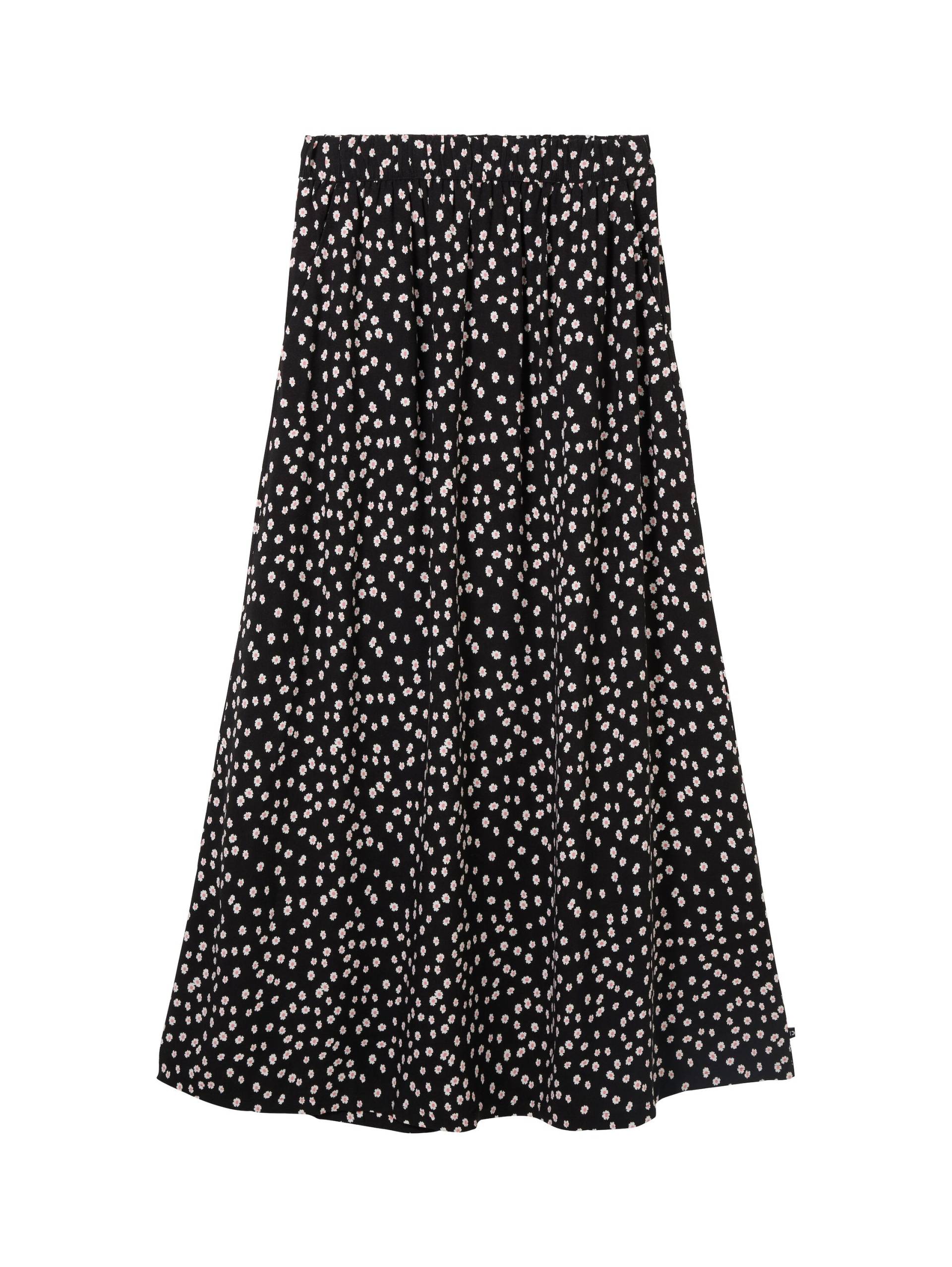 Denim Tom Tailor - Maxirock aus fließender Viskose black flower minimal print - Gr. - XS von Denim Tom Tailor