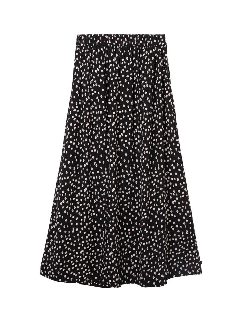 Denim Tom Tailor - Maxirock aus fließender Viskose black flower minimal print - Gr. - XS von Denim Tom Tailor