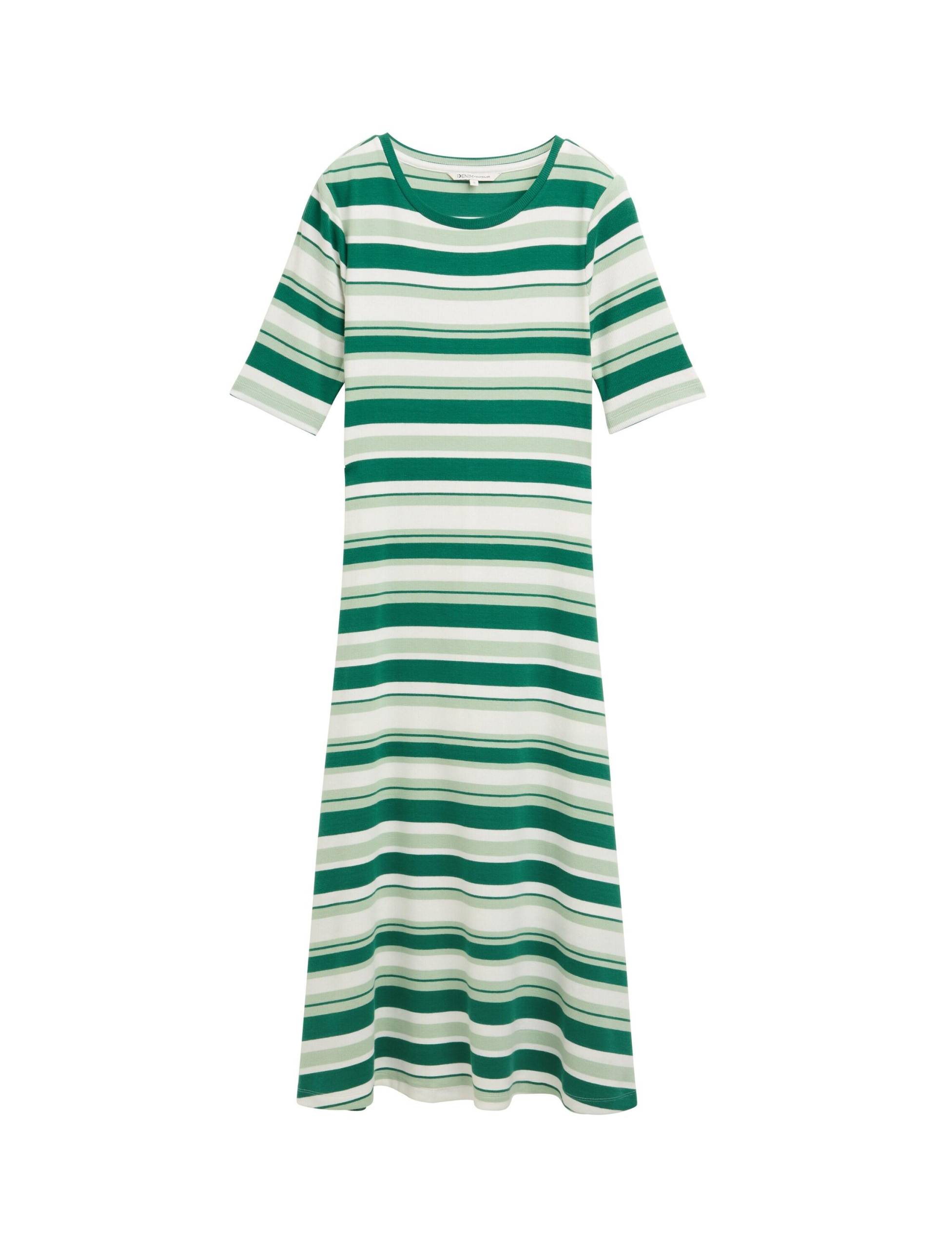 Denim Tom Tailor - Midi-Kleid mit Streifenmuster green mint stripe - Gr. - XS von Denim Tom Tailor