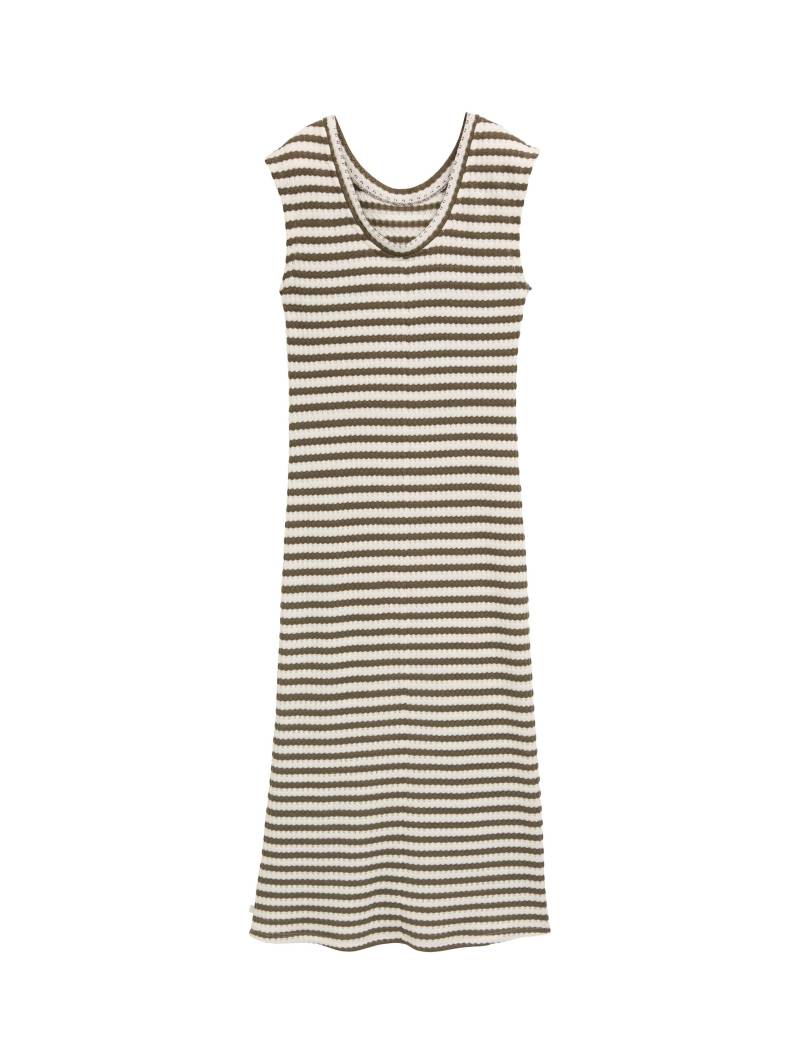 Denim Tom Tailor - Midi-Kleid mit Streifenmuster olive white stripe - Gr. - XS von Denim Tom Tailor
