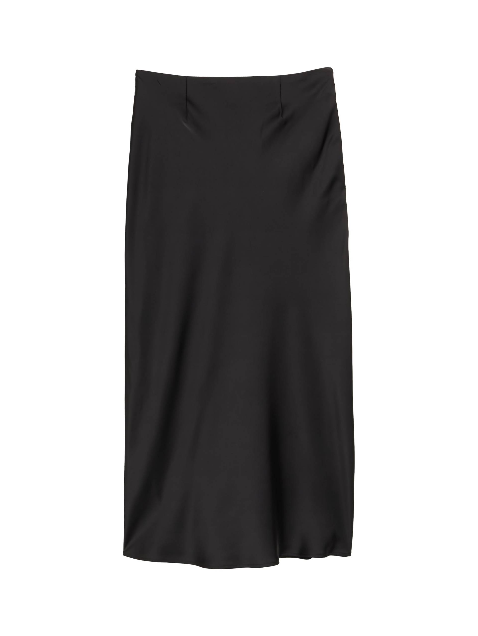 Denim Tom Tailor - Midi-Rock in Satin-Optik deep black - Gr. - XS von Denim Tom Tailor