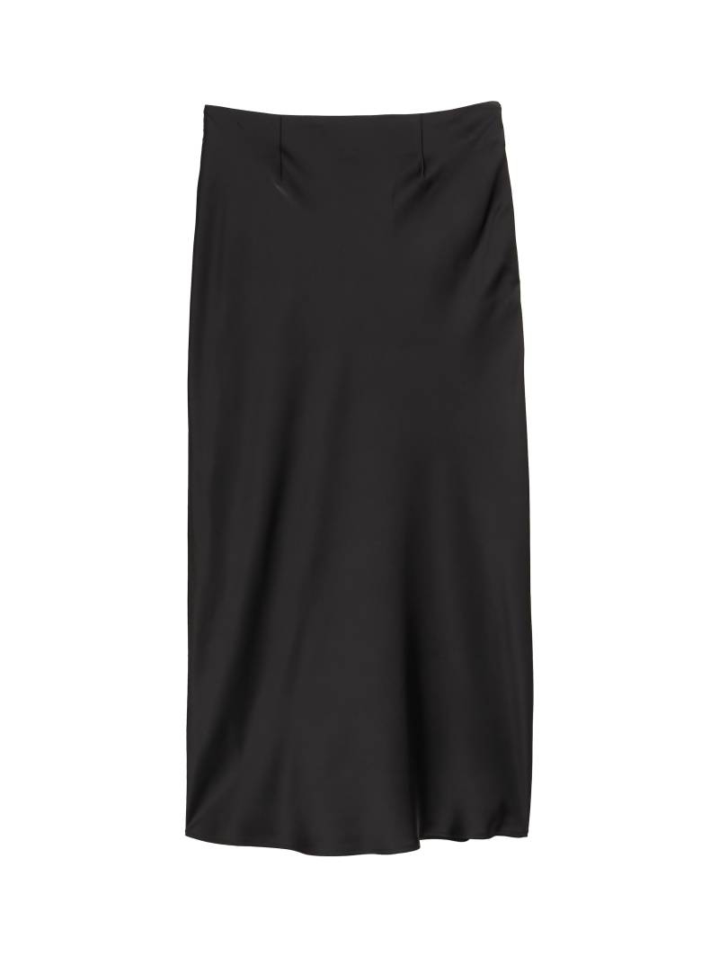 Denim Tom Tailor - Midi-Rock in Satin-Optik deep black - Gr. - XS von Denim Tom Tailor