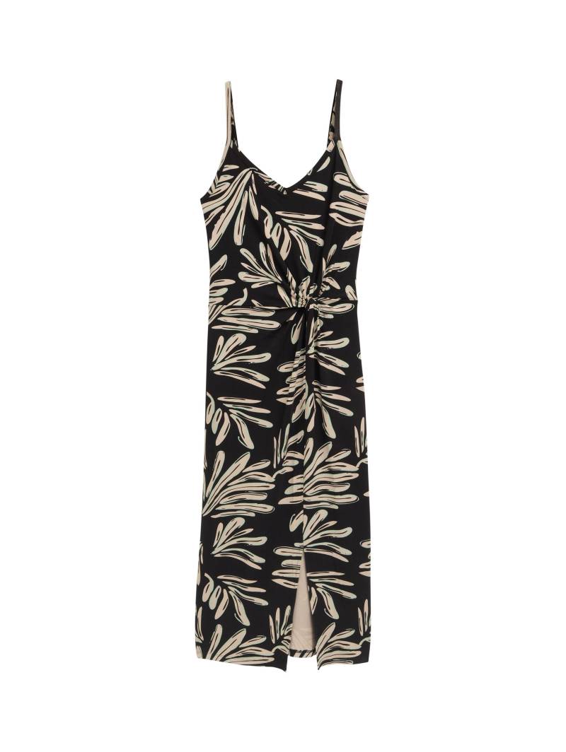 Denim Tom Tailor - Midi-Trägerkleid mit Twist-Detail abstract black beige print - Gr. - XL von Denim Tom Tailor