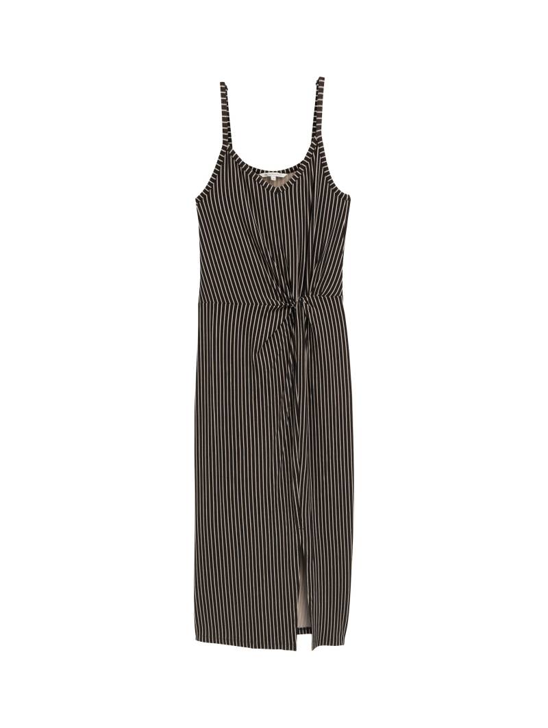 Denim Tom Tailor - Midi-Trägerkleid mit Twist-Detail black beige stripe - Gr. - M von Denim Tom Tailor