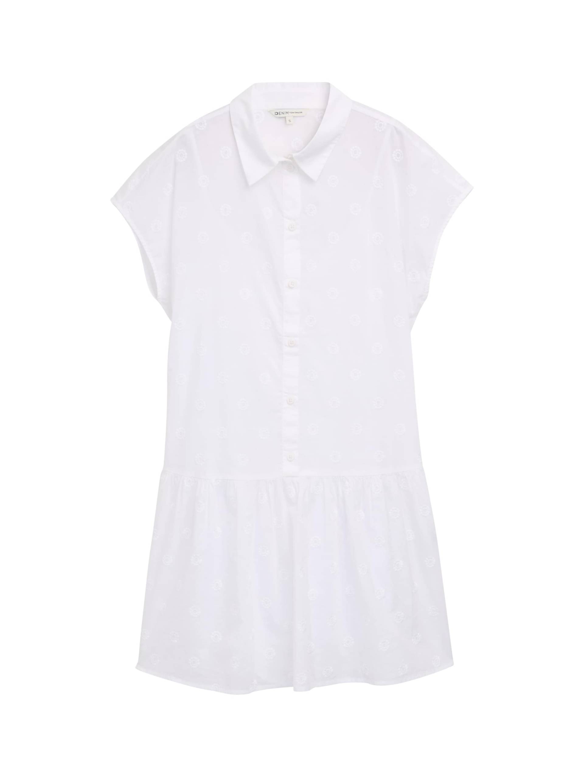 Denim Tom Tailor - Mini-Blusenkleid mit Stickereien white - Gr. - S von Denim Tom Tailor