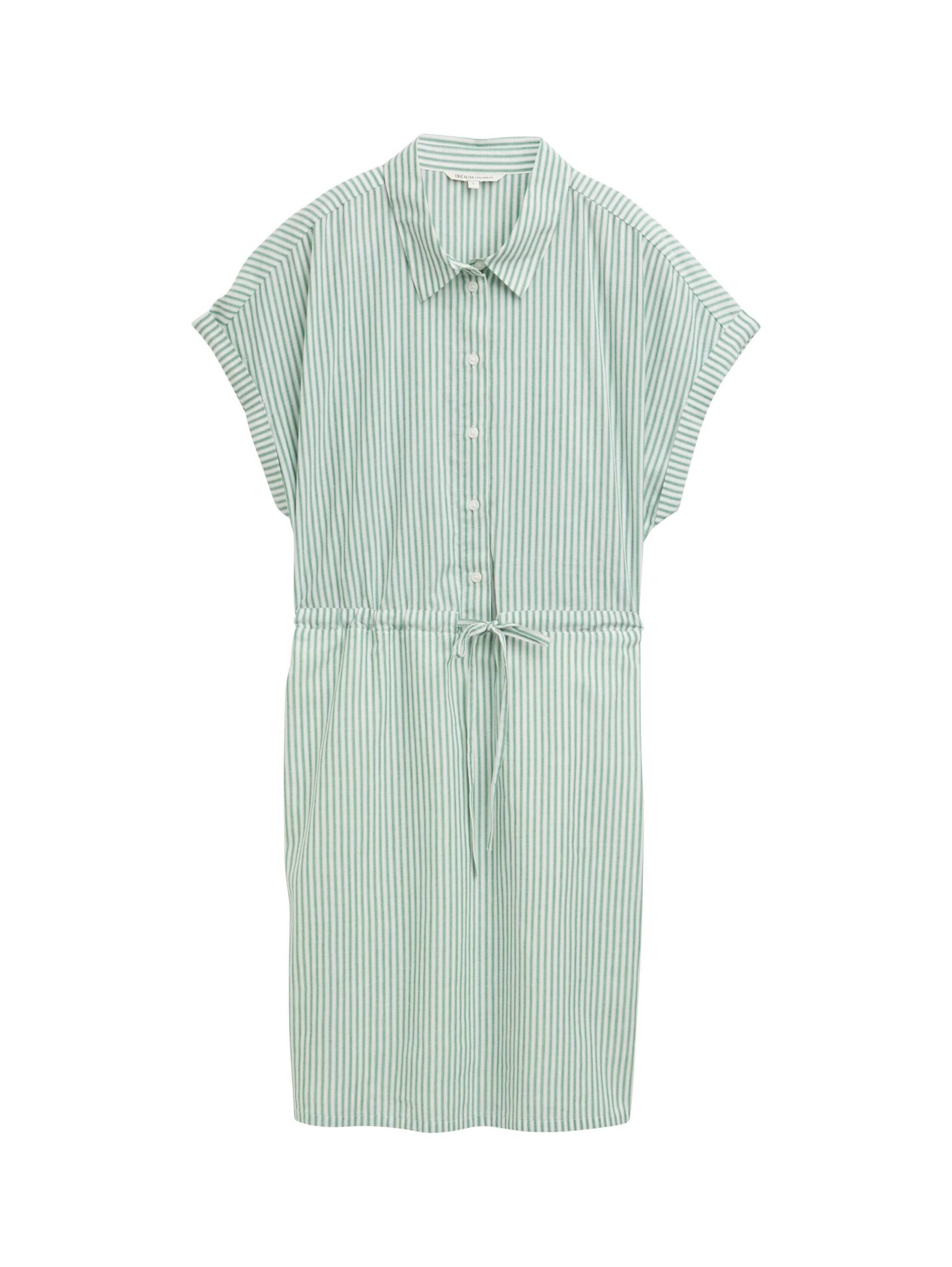 Denim Tom Tailor - Mini-Blusenkleid mit Streifenmuster white green vertical stripe - Gr. - XL von Denim Tom Tailor