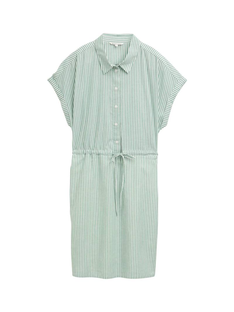 Denim Tom Tailor - Mini-Blusenkleid mit Streifenmuster white green vertical stripe - Gr. - XL von Denim Tom Tailor