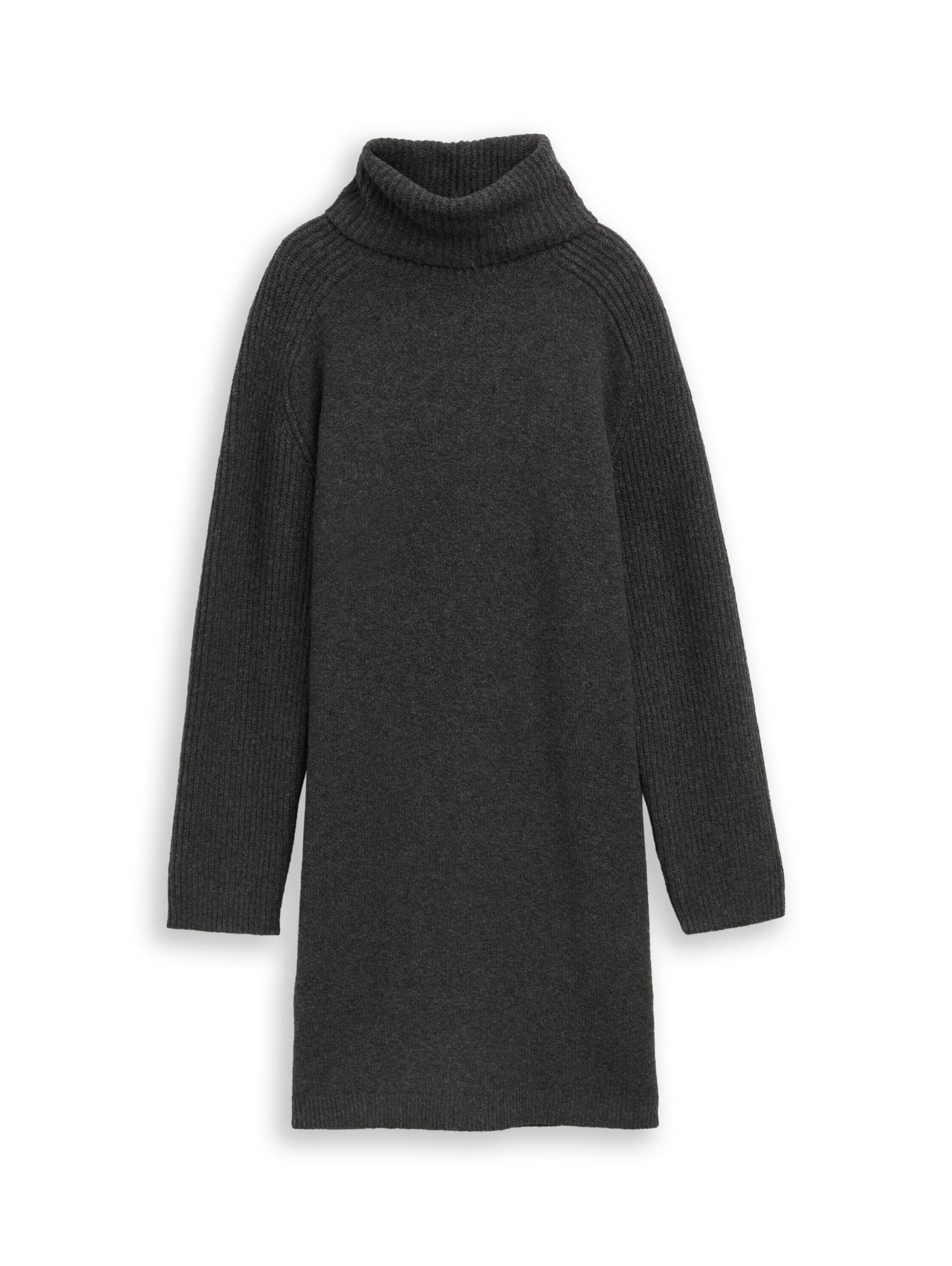 Denim Tom Tailor - Mini-Kleid mit Rollkragen shale grey melange - Gr. - XS von Denim Tom Tailor