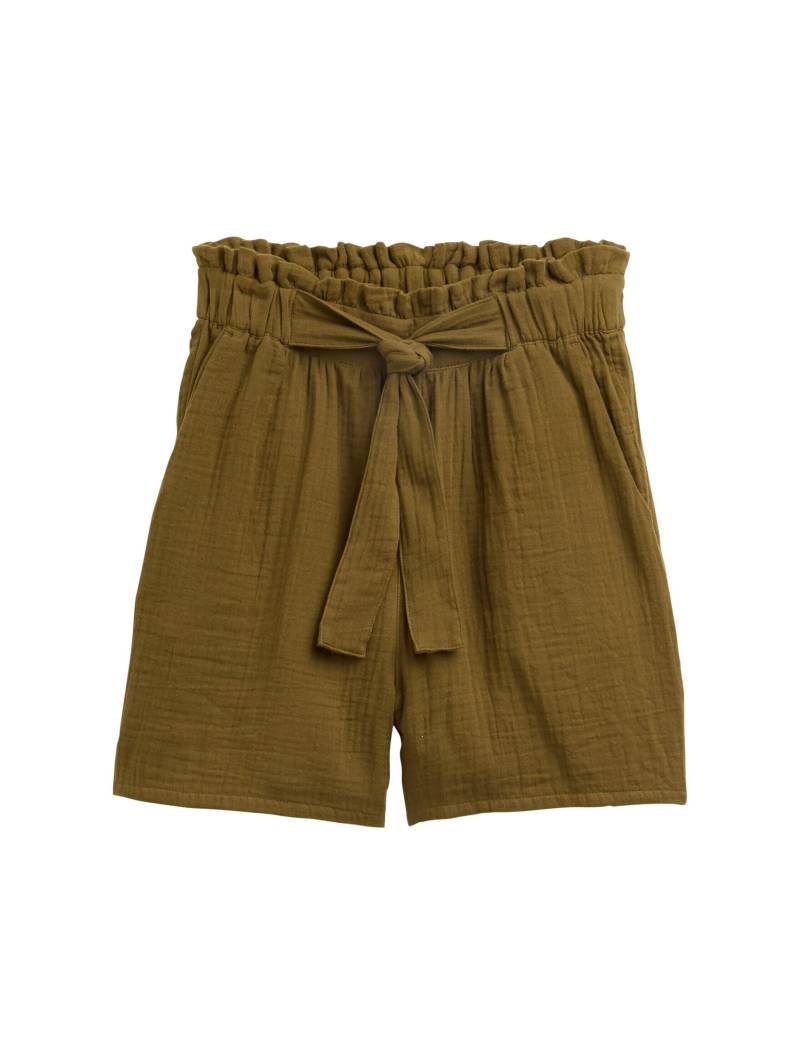Denim Tom Tailor - Musselin Relaxed Shorts golden olive green - Gr. - L von Denim Tom Tailor