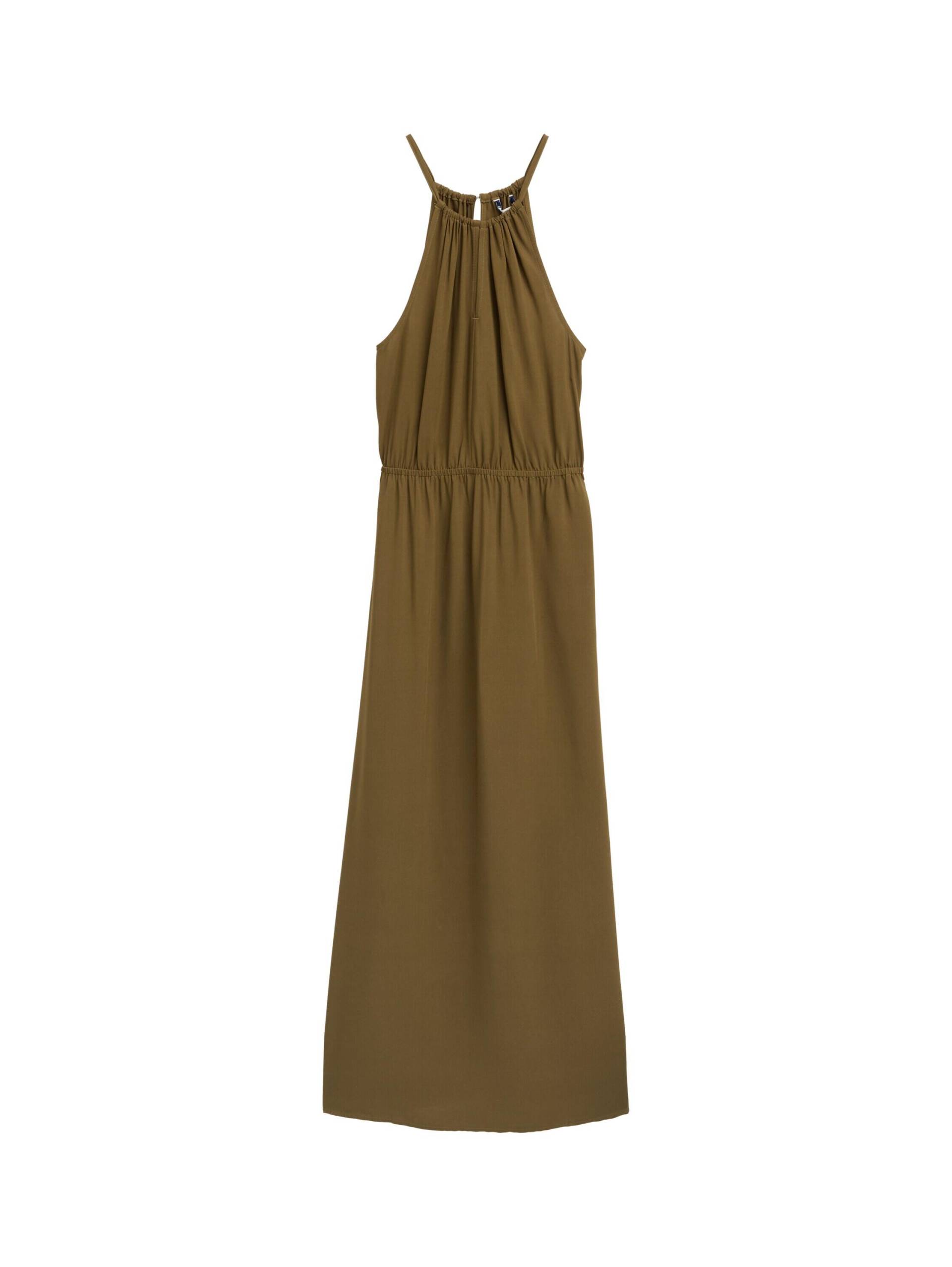 Denim Tom Tailor - Neckholder Maxi-Kleid golden olive green - Gr. - M von Denim Tom Tailor
