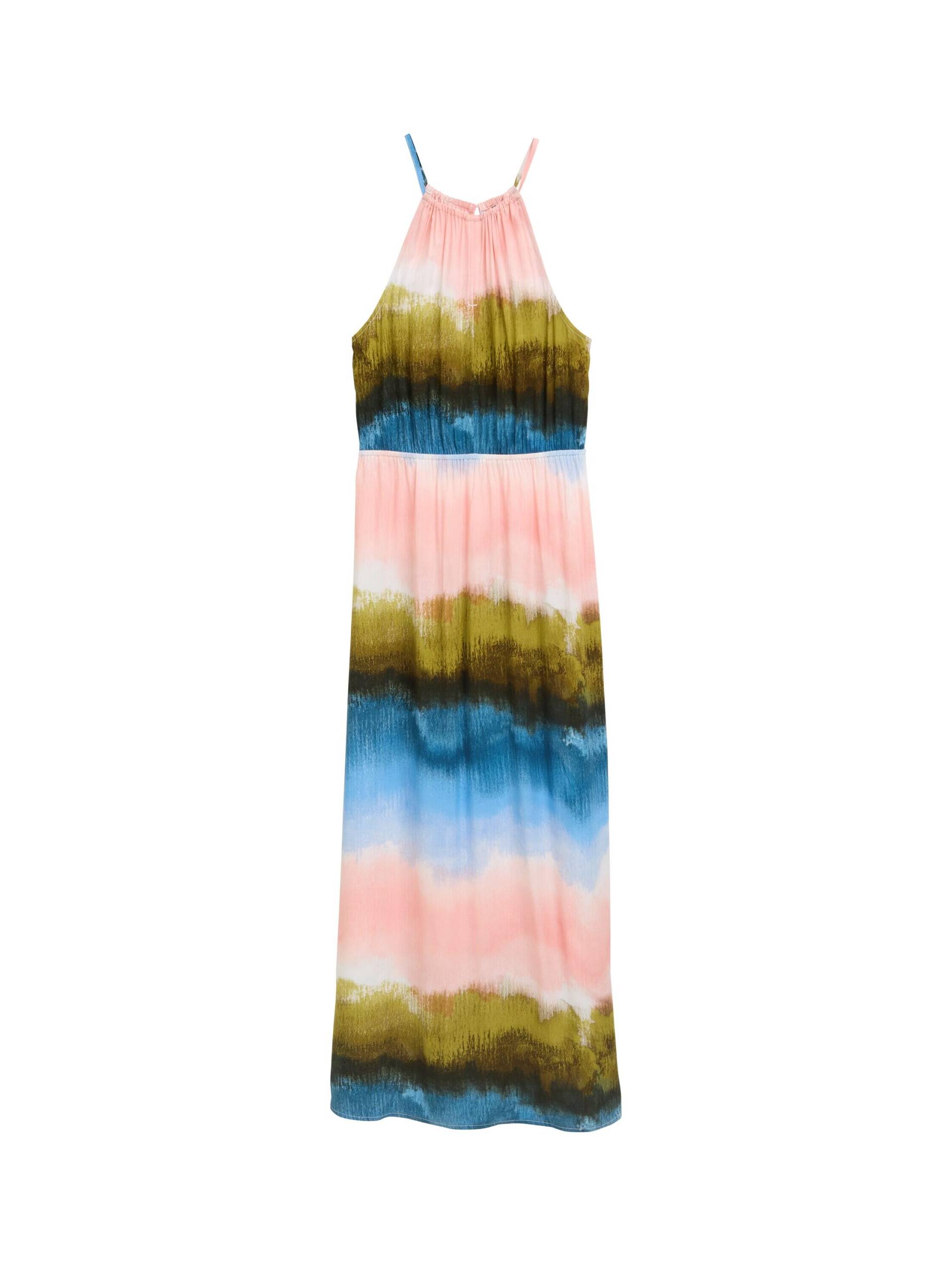 Denim Tom Tailor - Neckholder Maxi-Kleid watercolor print - Gr. - M von Denim Tom Tailor