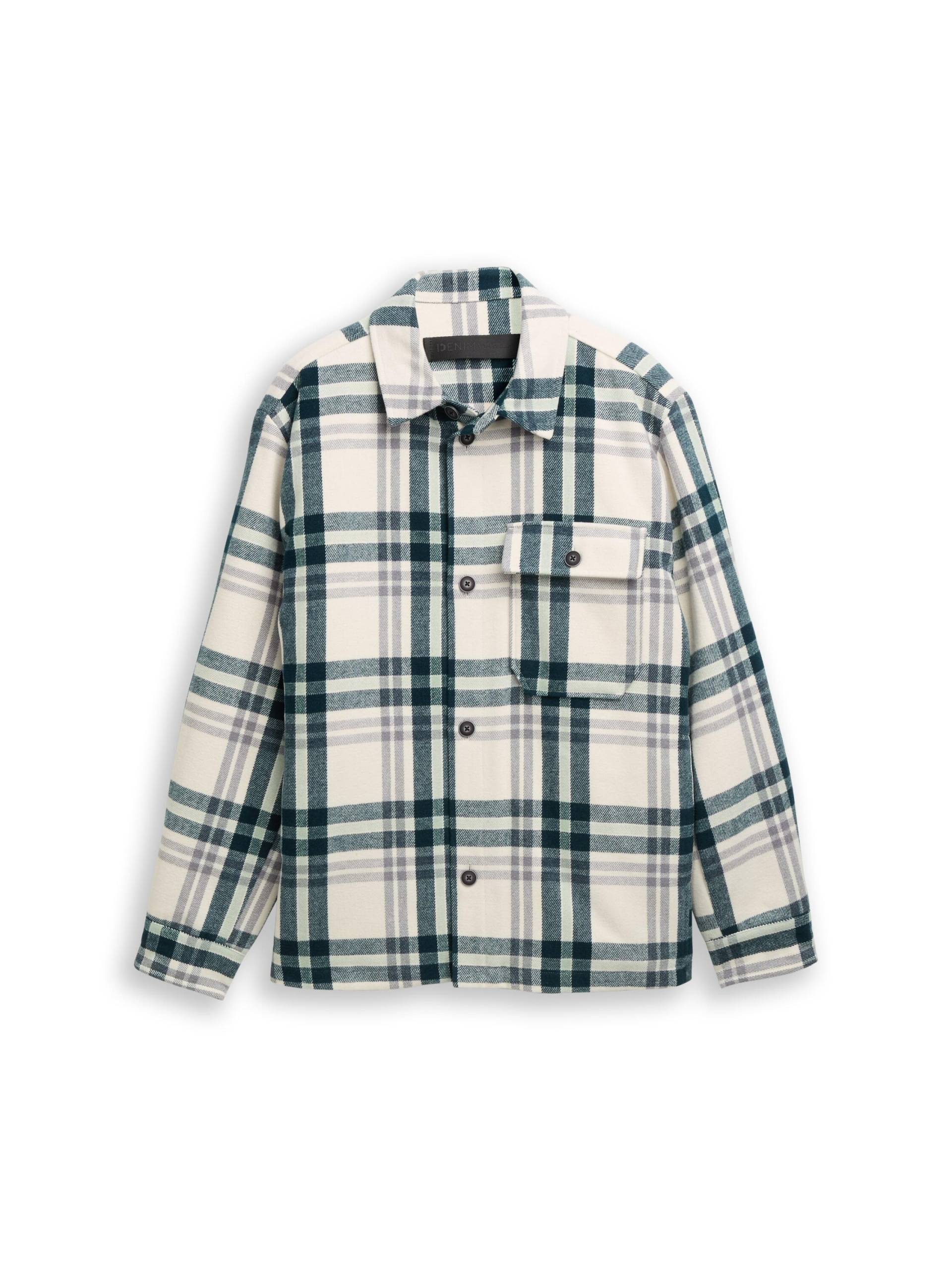 Denim Tom Tailor - Overshirt Jacke in Woll-Optik off white green big check - Gr. - M von Denim Tom Tailor