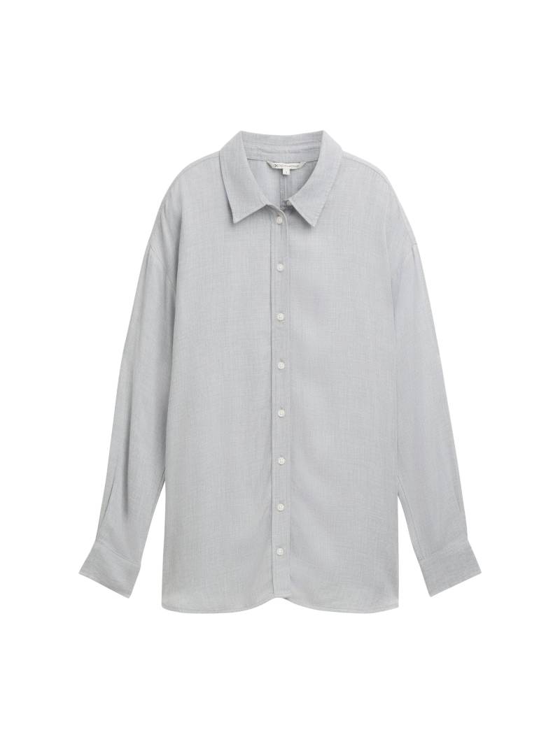 Denim Tom Tailor - Oversize Hemdbluse aus Viskose cement grey mélange - Gr. - M von Denim Tom Tailor