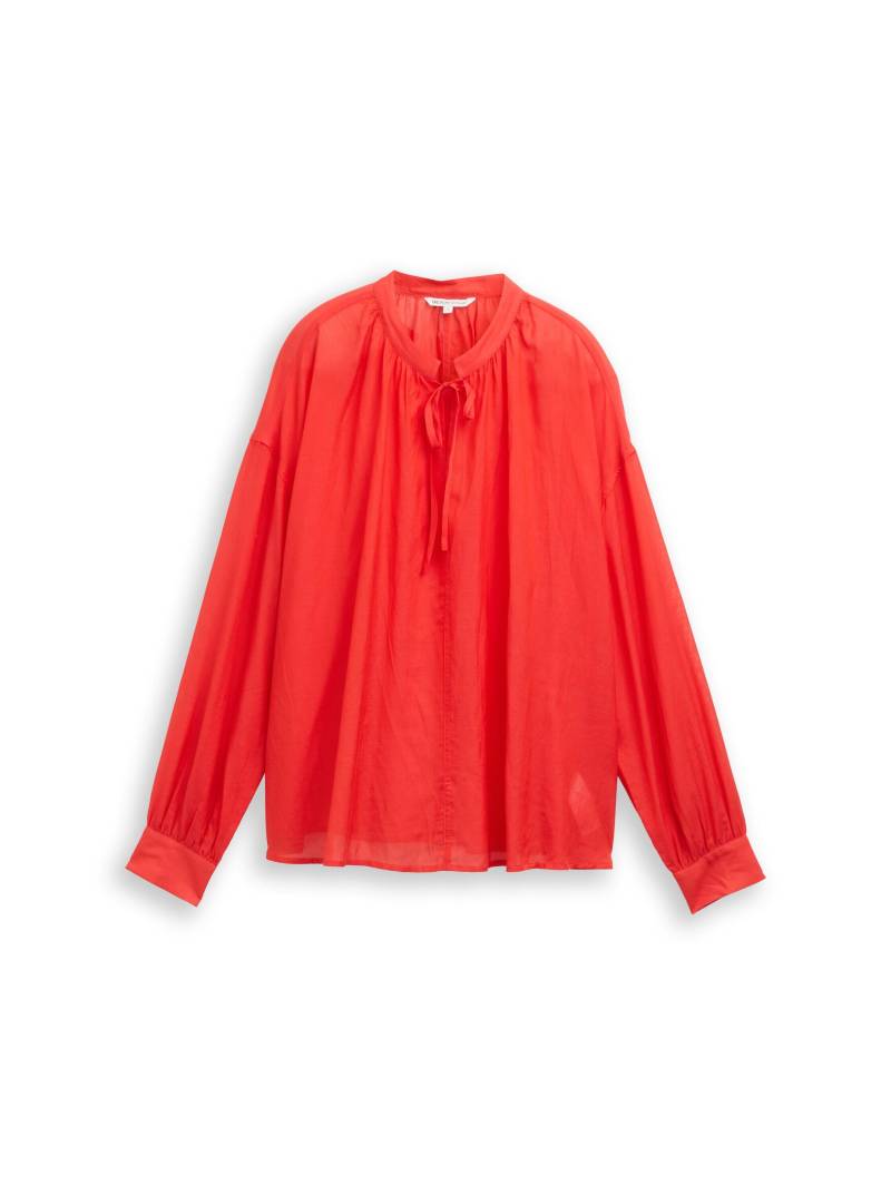 Denim Tom Tailor - Oversize Hemdbluse mit Schleifen-Detail brilliant red - Gr. - XS von Denim Tom Tailor