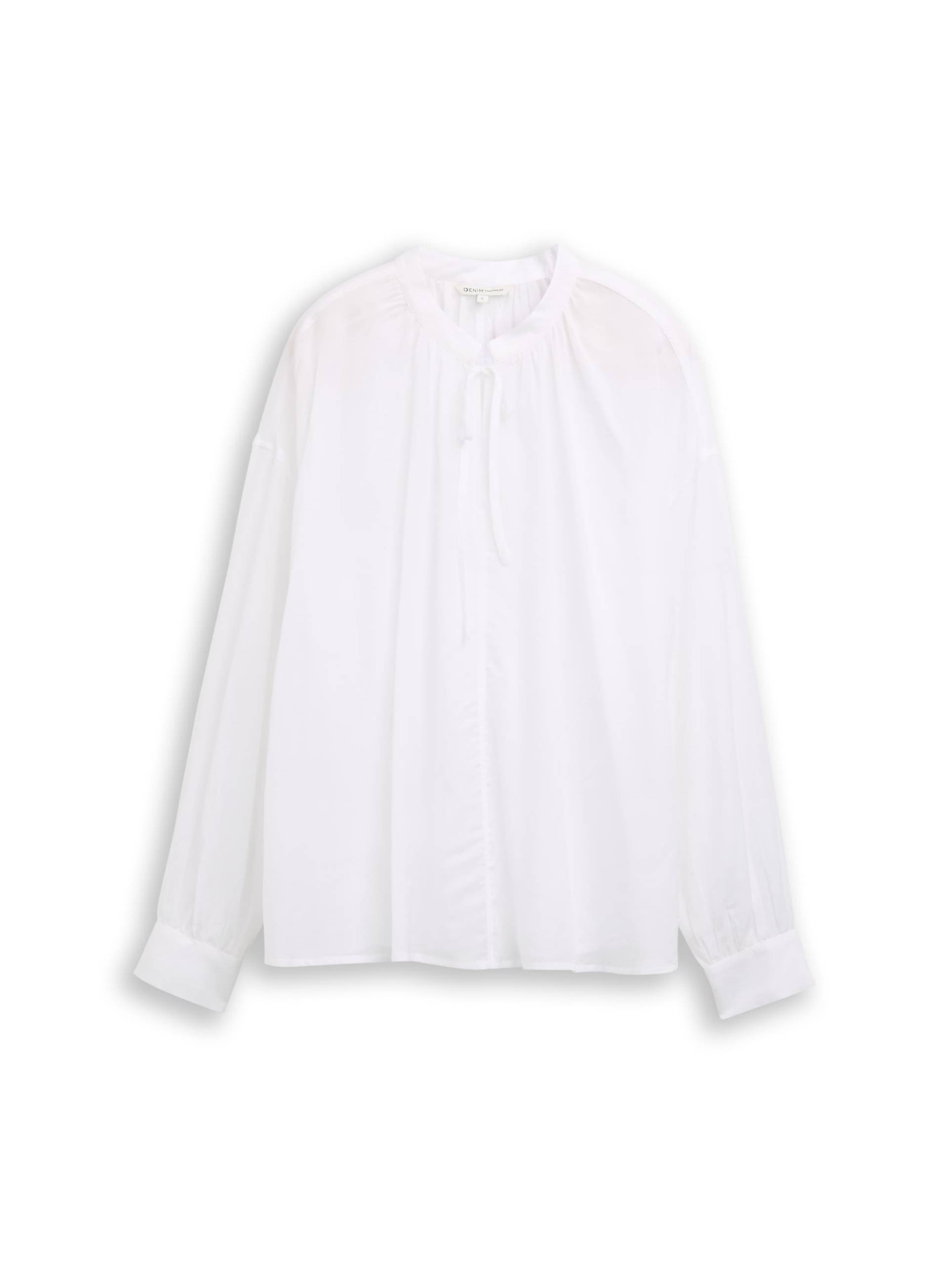 Denim Tom Tailor - Oversize Hemdbluse mit Schleifen-Detail white - Gr. - XS von Denim Tom Tailor