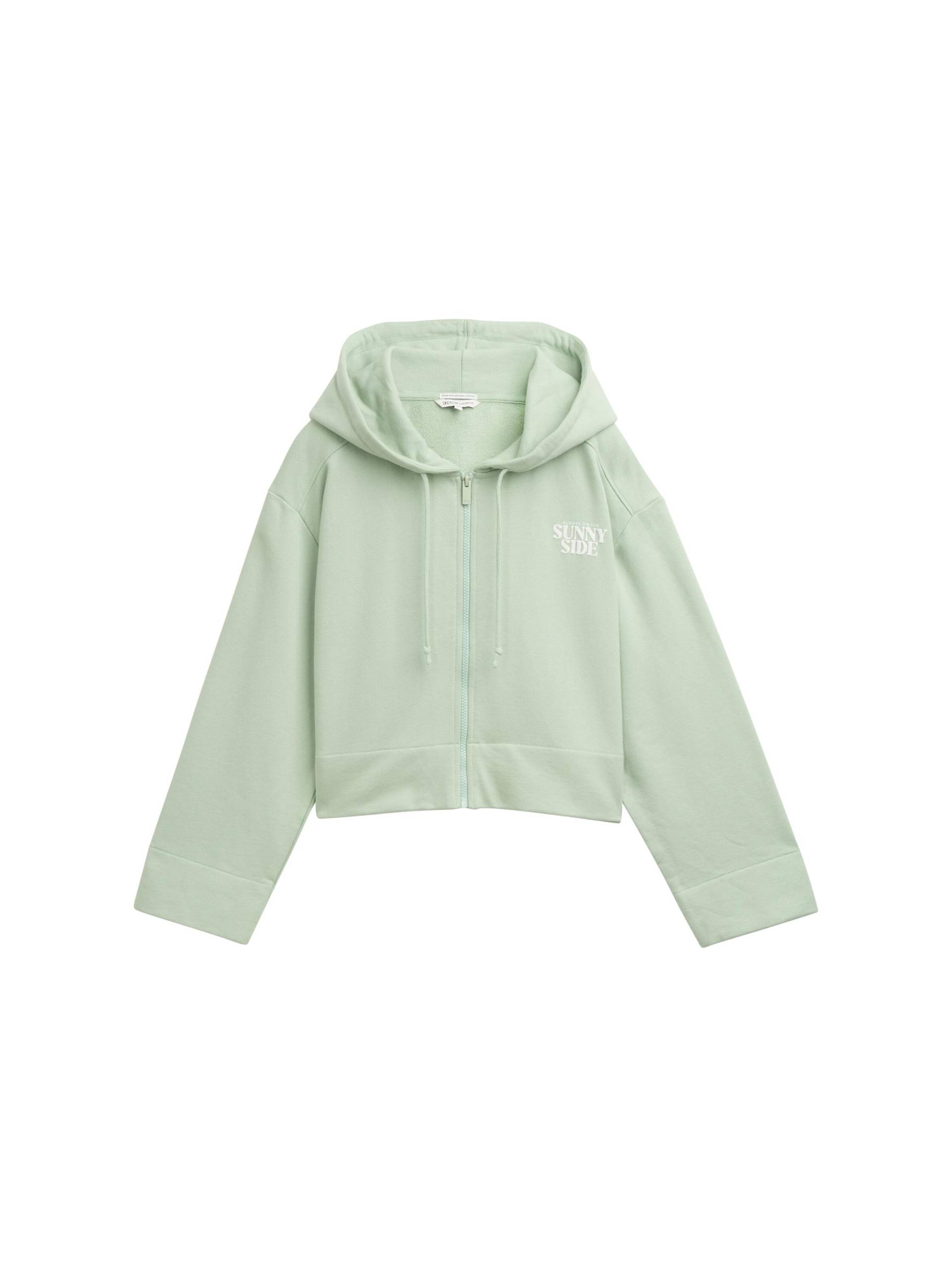 Denim Tom Tailor - Oversize Hoodie Sweatjacke mit Print fresh mint green - Gr. - L von Denim Tom Tailor