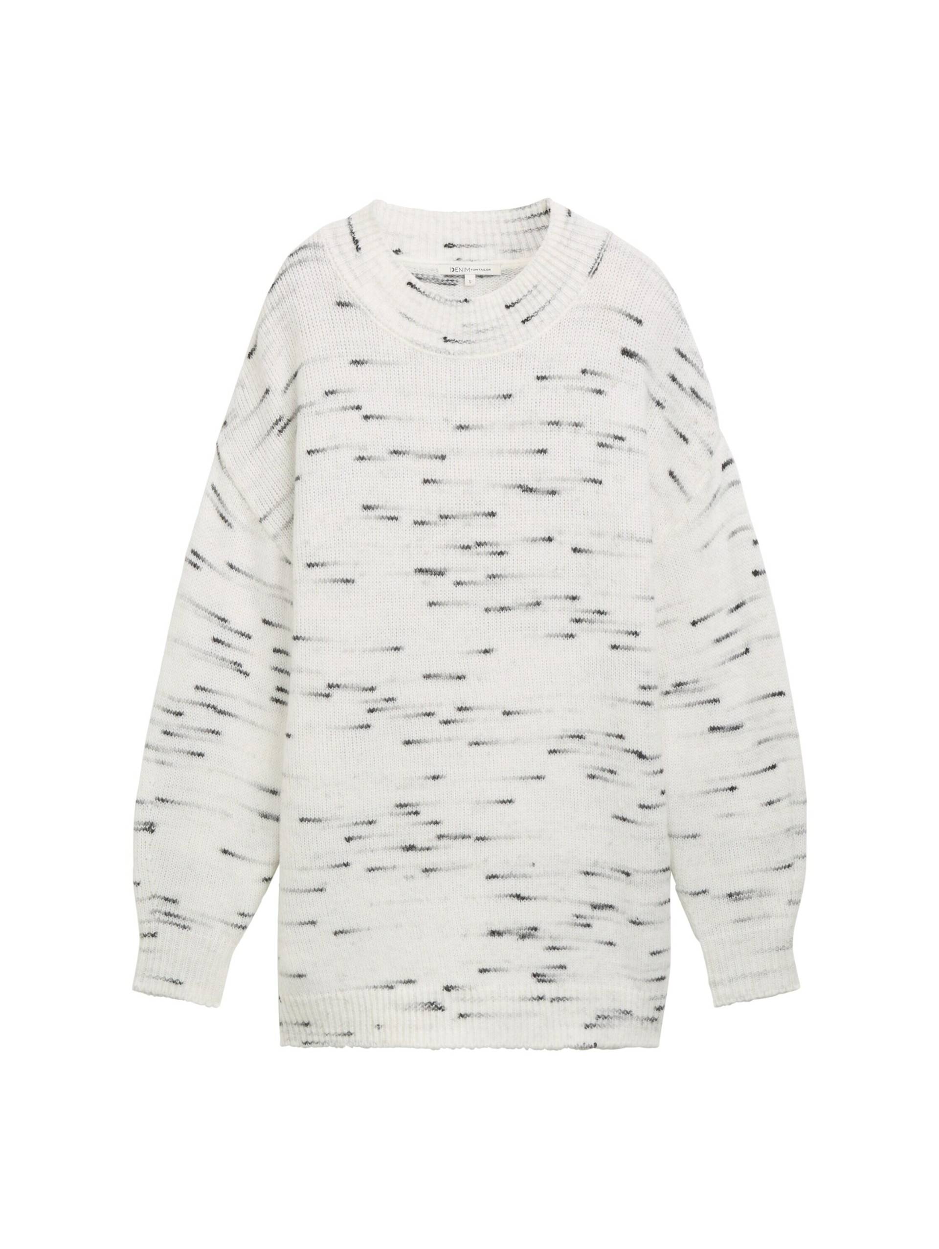 Denim Tom Tailor - Oversize Strickpullover in Melange-Optik off white black grey neps - Gr. - S von Denim Tom Tailor