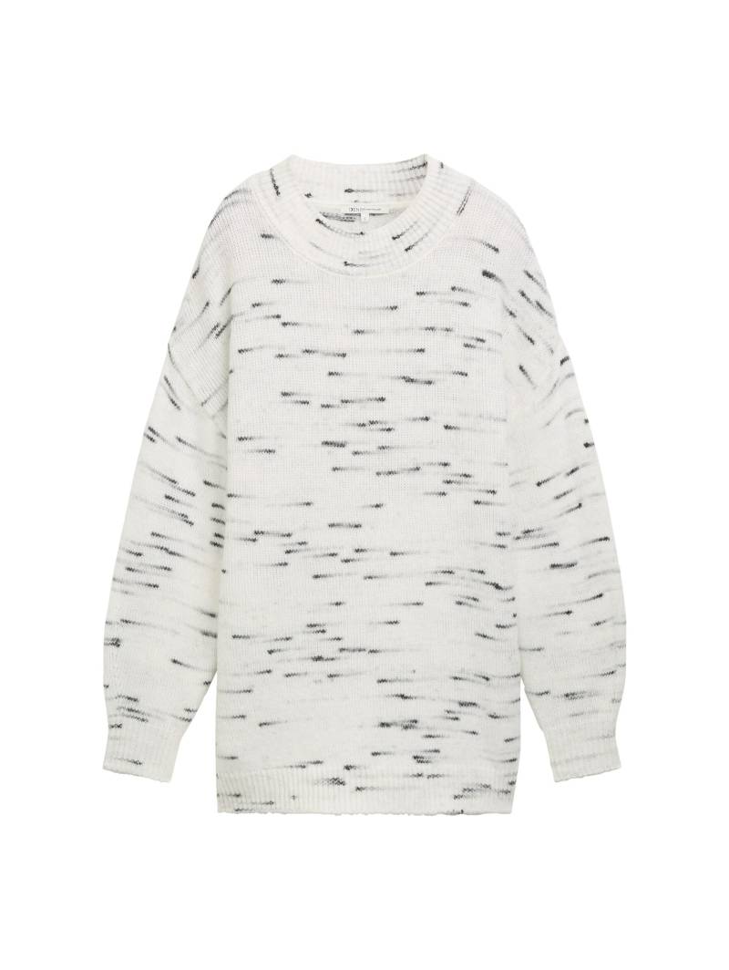 Denim Tom Tailor - Oversize Strickpullover in Melange-Optik off white black grey neps - Gr. - XS von Denim Tom Tailor